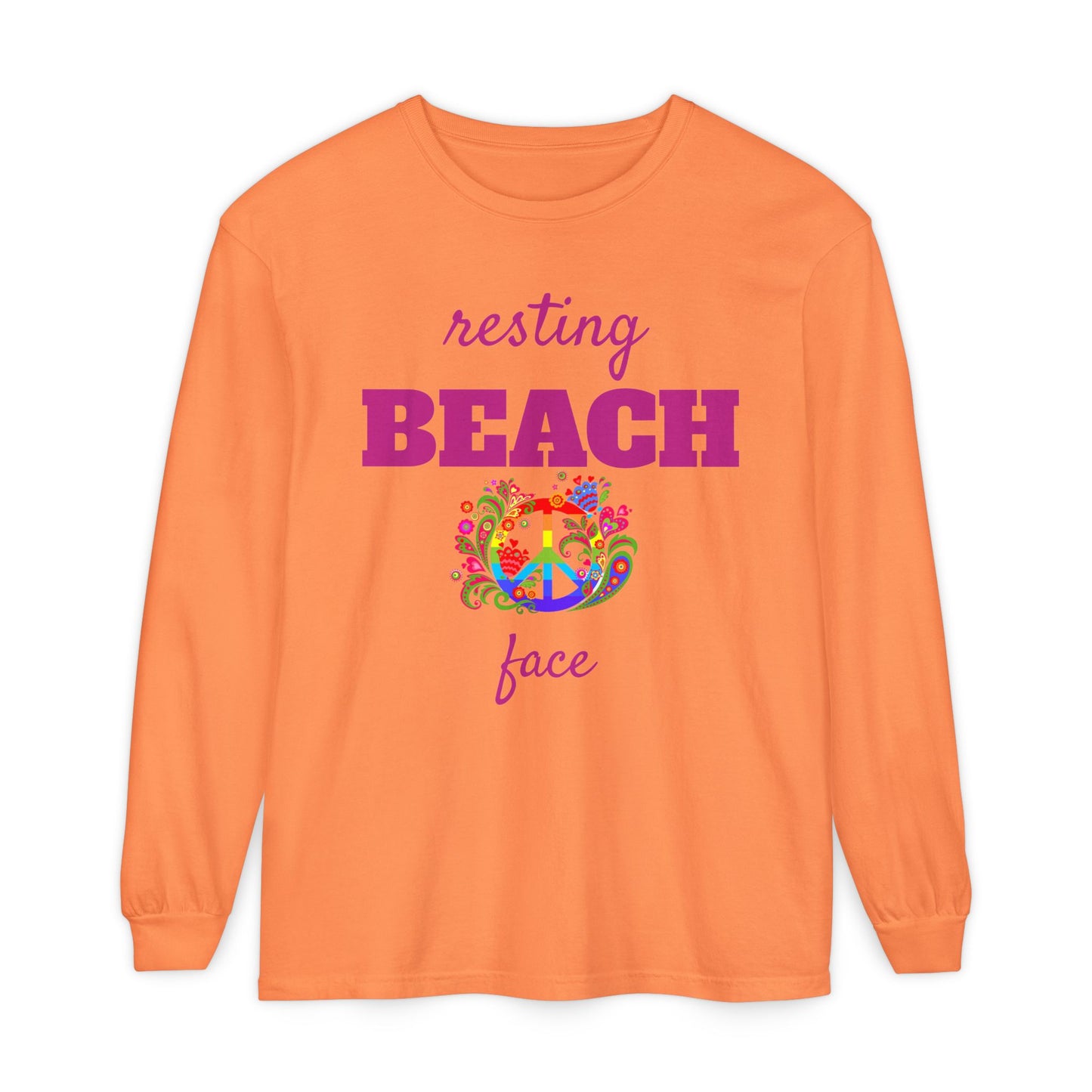 Resting Beach Face - Unisex Garment-dyed Long Sleeve T-Shirt