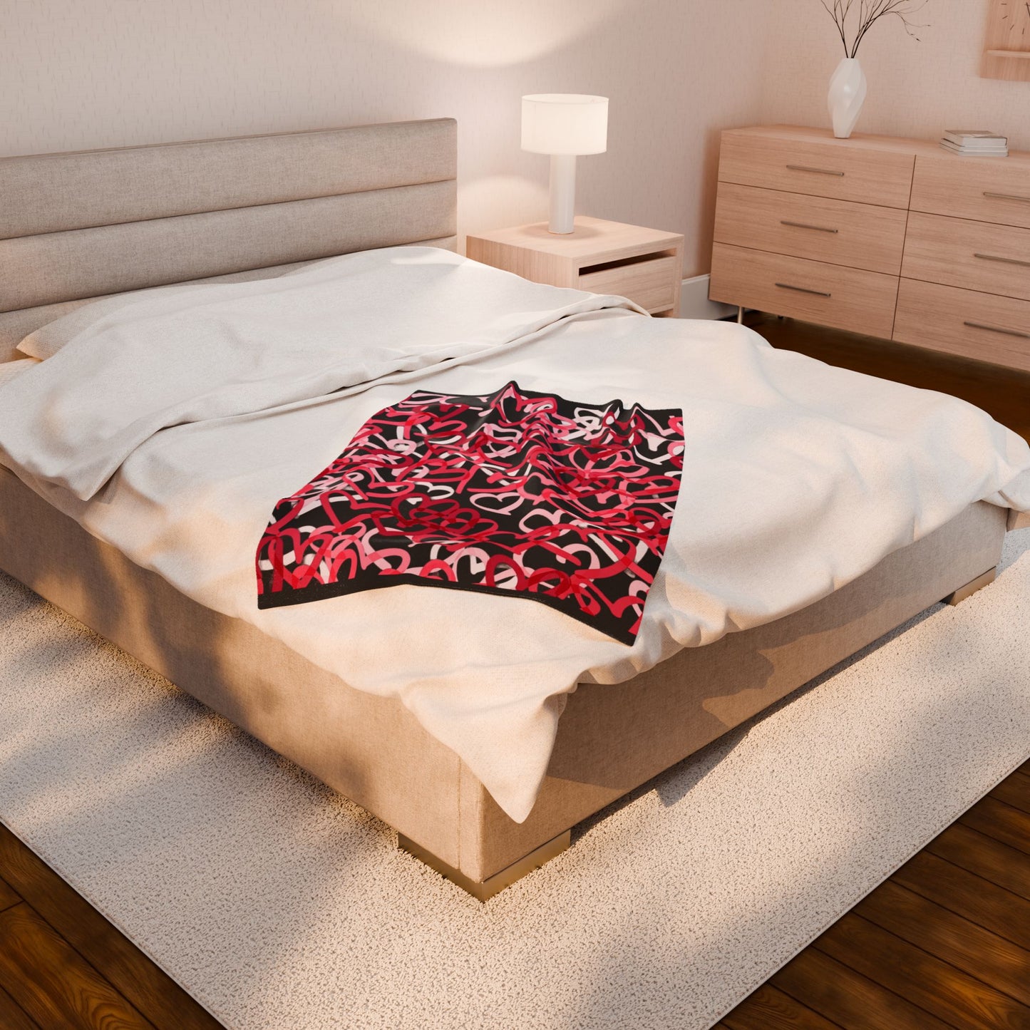Hearts for Her Velveteen Plush Blanket