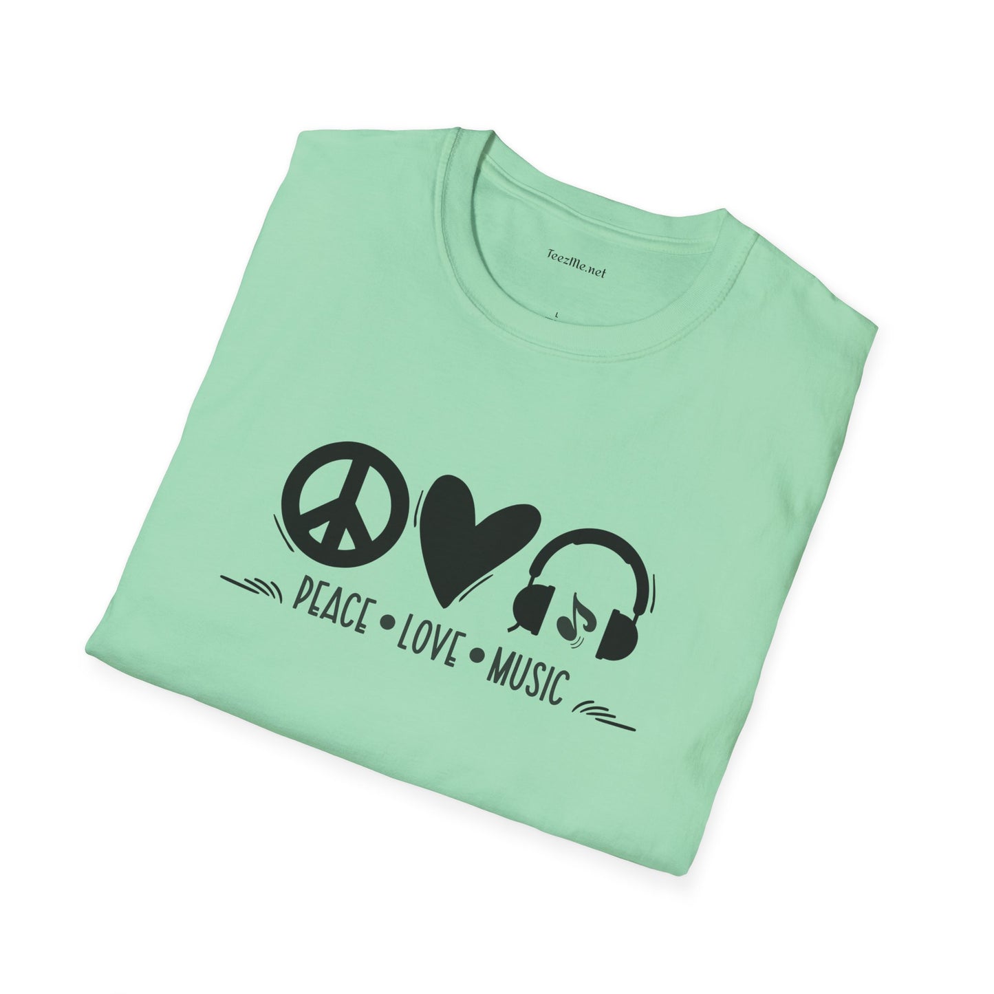 Peace Love Music - Unisex Softstyle T-Shirt 100% Cotton Graphic