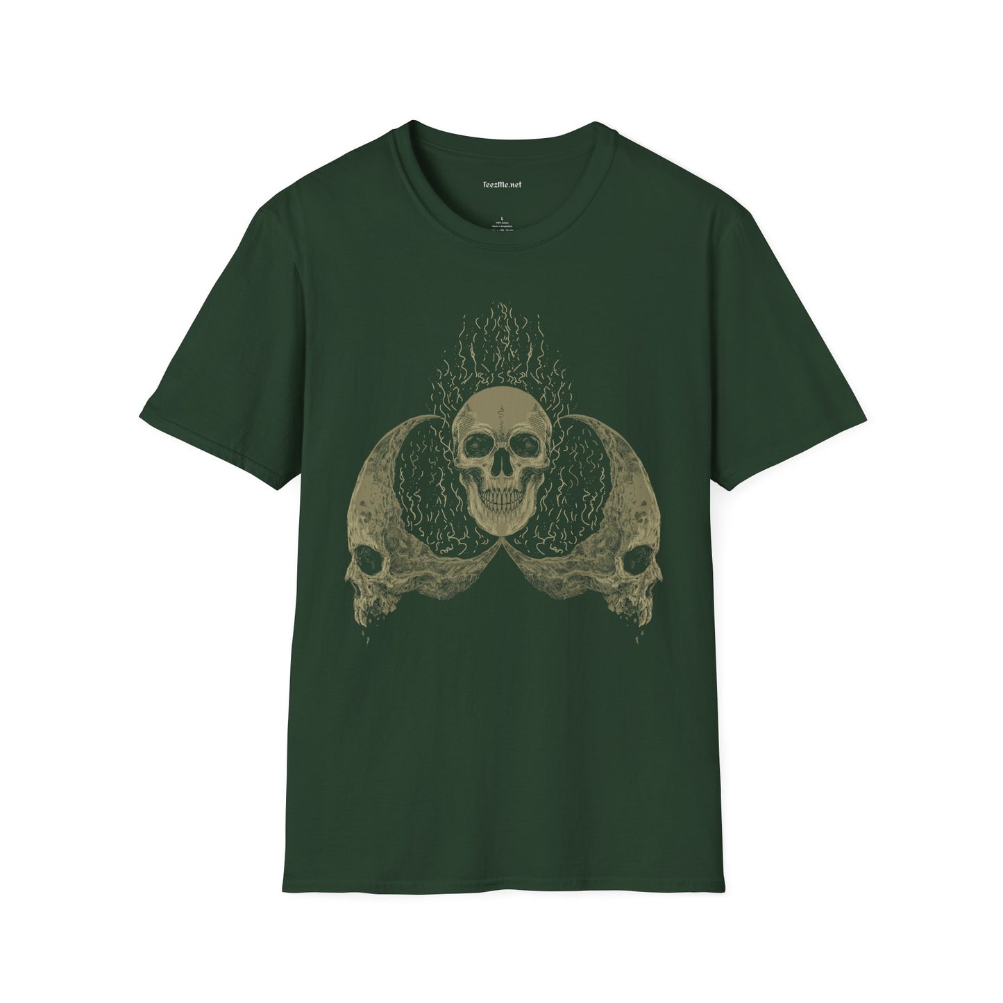 Skull Head Moon Fire Unisex Softstyle T-Shirt 100% Cotton