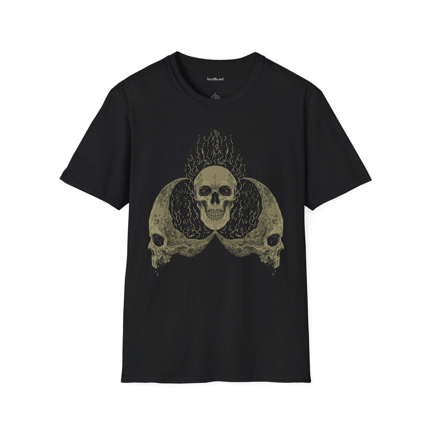 Skull Head Moon Fire Unisex Softstyle T-Shirt 100% Cotton