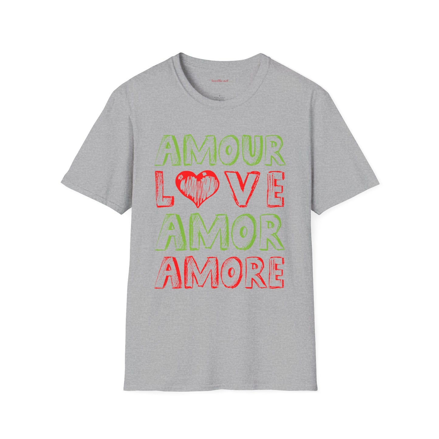 Amour Love Amor Amore Unisex Softstyle T-Shirt 100% Cotton Graphic