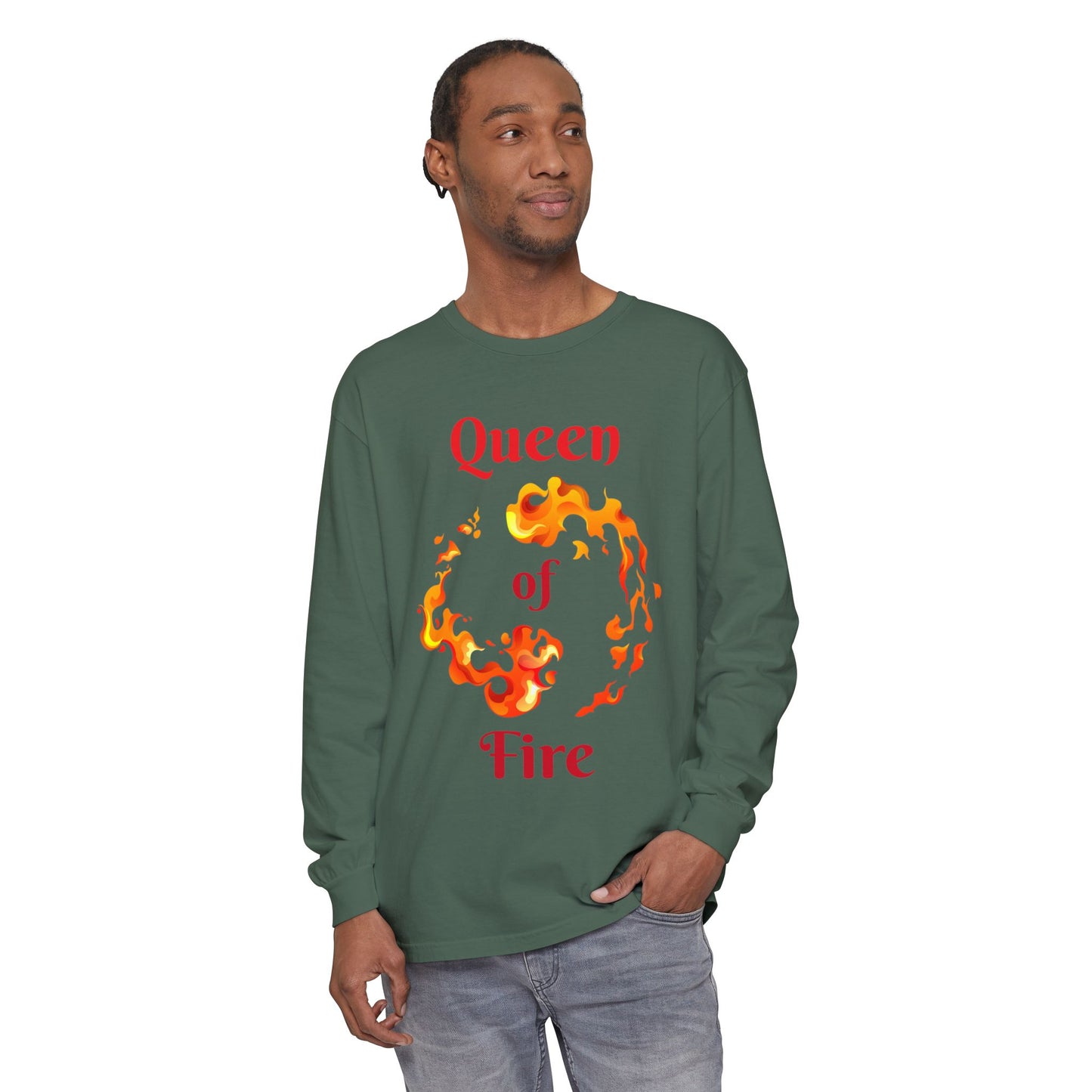 Queen of Fire - Unisex Garment-dyed Long Sleeve T-Shirt