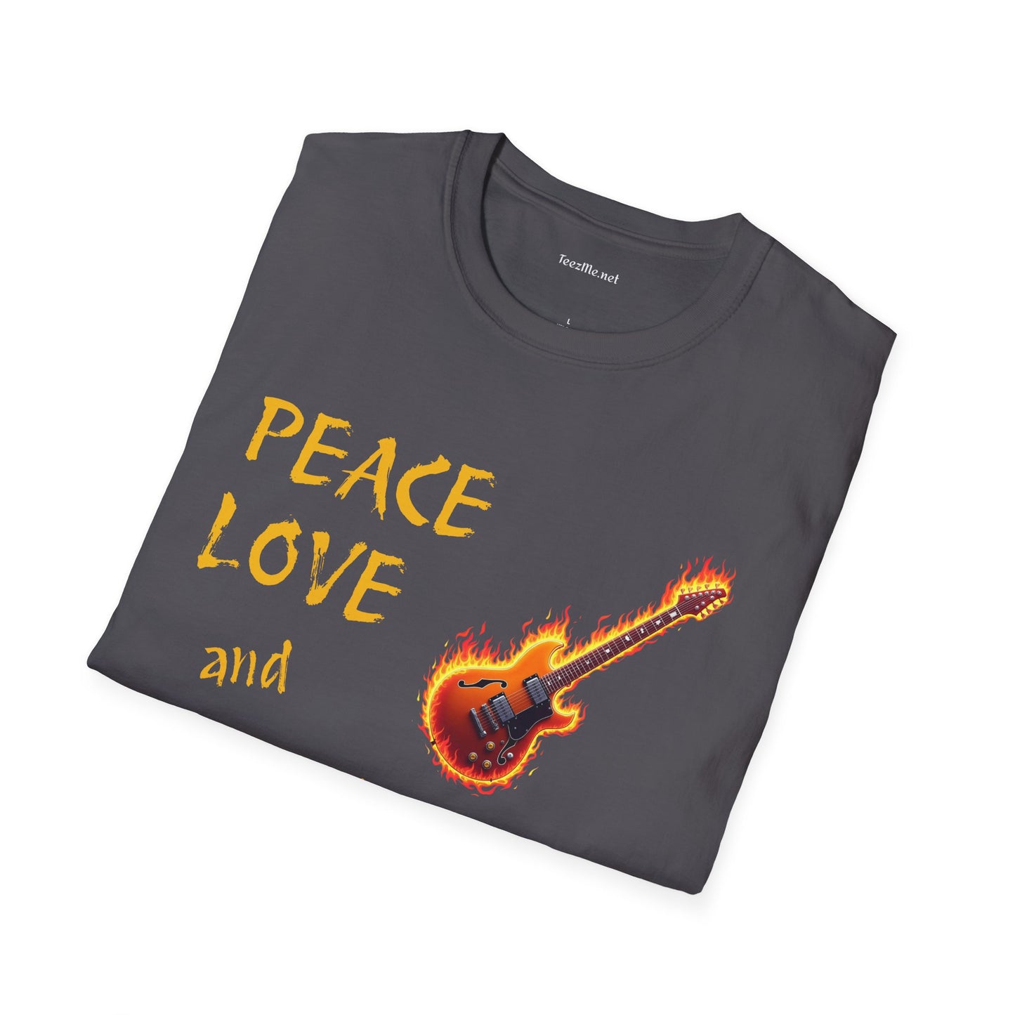 Peace Love and Rock'n Roll - Unisex Softstyle T-Shirt 100% Cotton Graphic