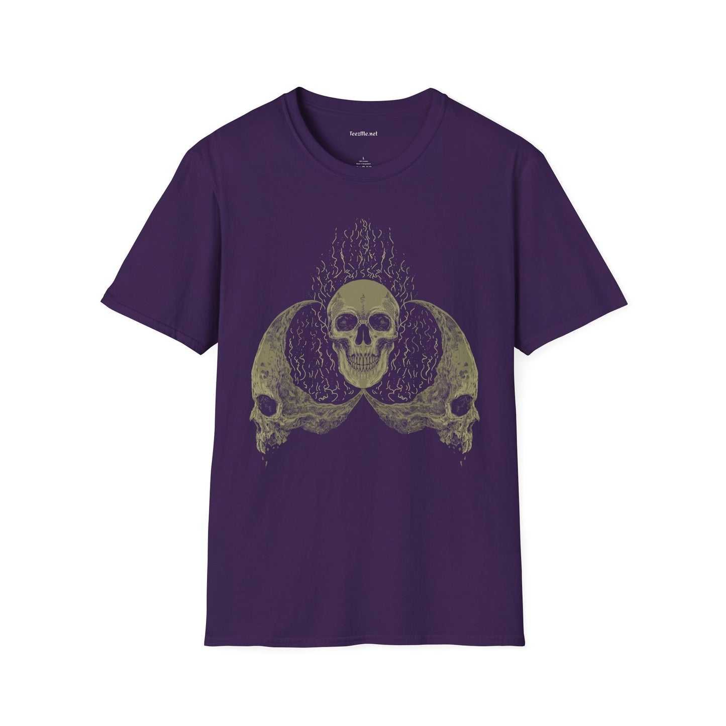 Skull Head Moon Fire Unisex Softstyle T-Shirt 100% Cotton