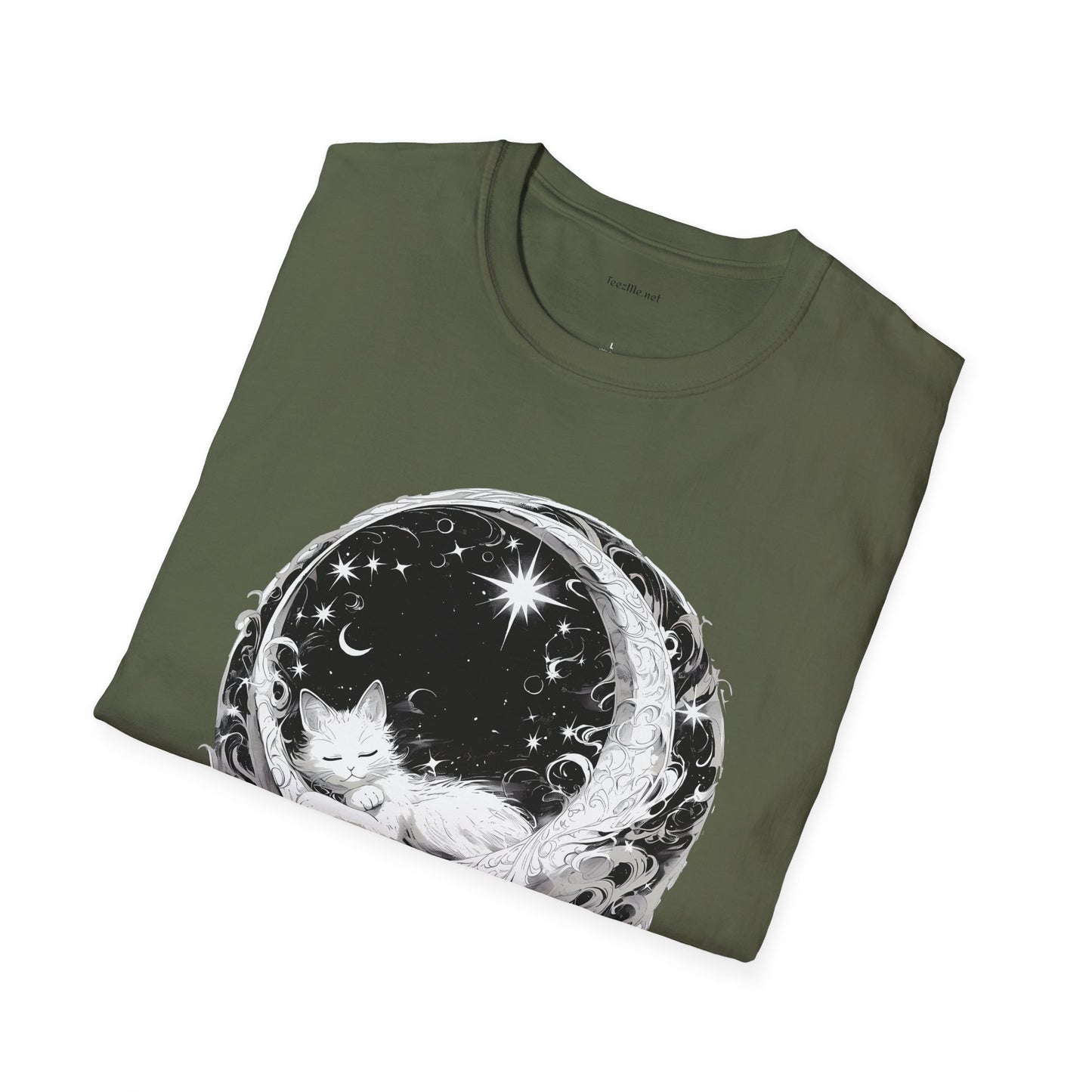 Moon Cat - Unisex Softstyle T-Shirt 100% Cotton Graphic