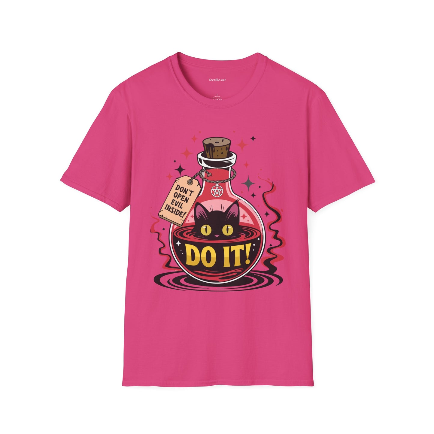 Evil Cat Inside Unisex Softstyle T-Shirt 100% Cotton Graphic