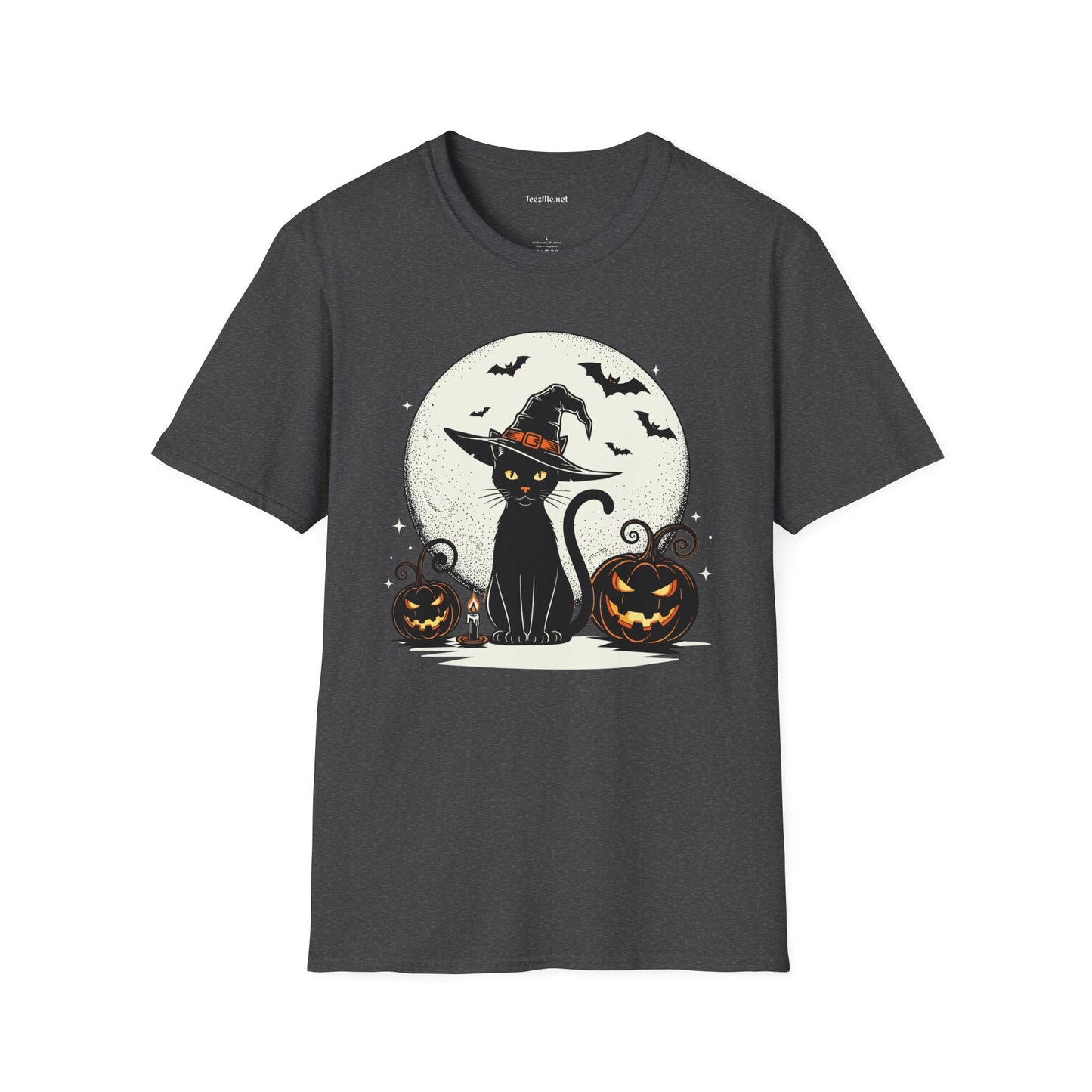 Cat with pumpkin Unisex Softstyle T-Shirt 100% Cotton Graphic
