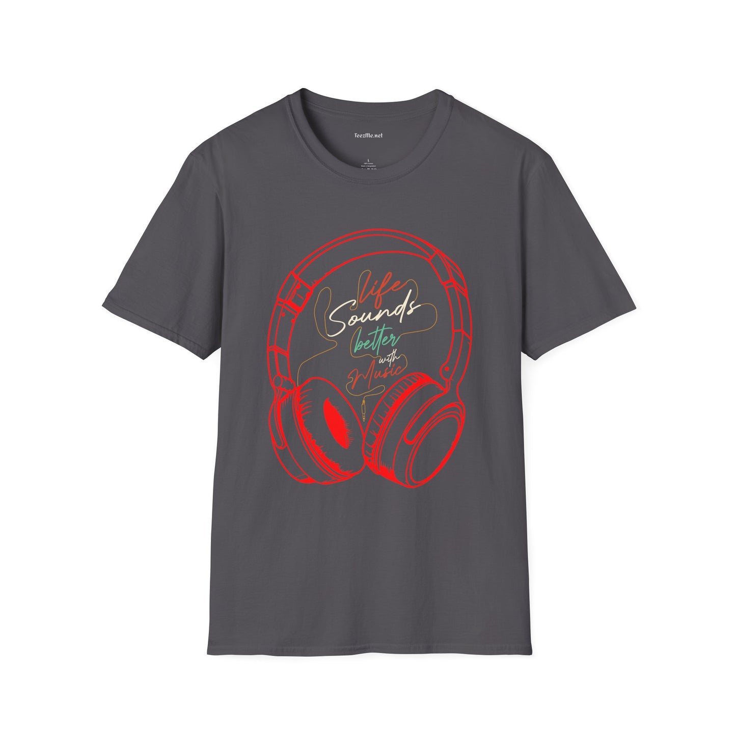 Life Sounds Better with Music Unisex Softstyle T-Shirt 100% Cotton Graphic