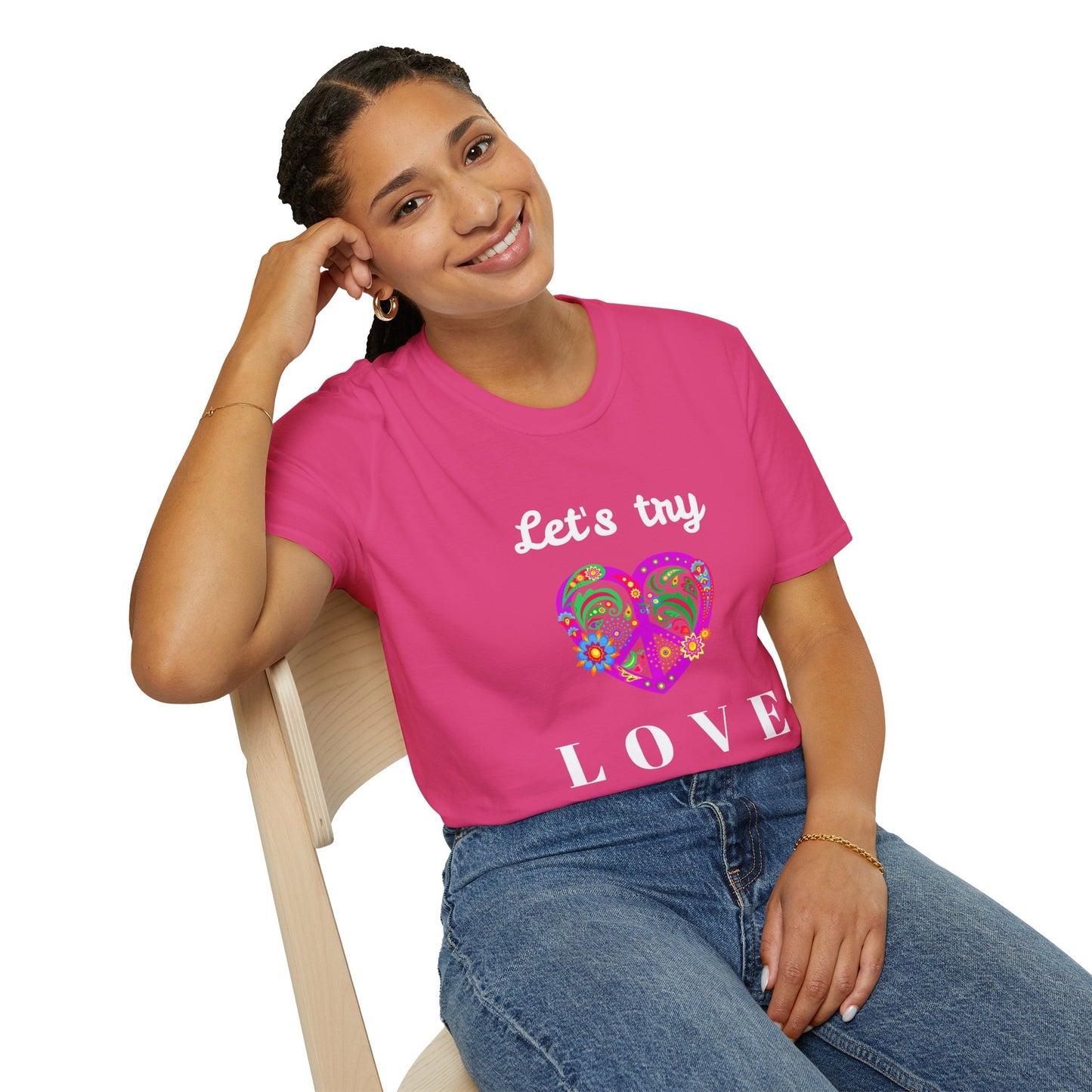 Let's Try Love - Unisex Softstyle T-Shirt 100% Cotton Graphic