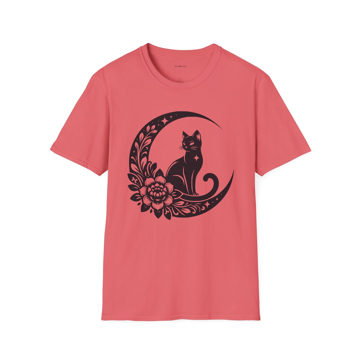 Crescent Moon Star Cat - Unisex Softstyle T-Shirt 100% Cotton Graphic