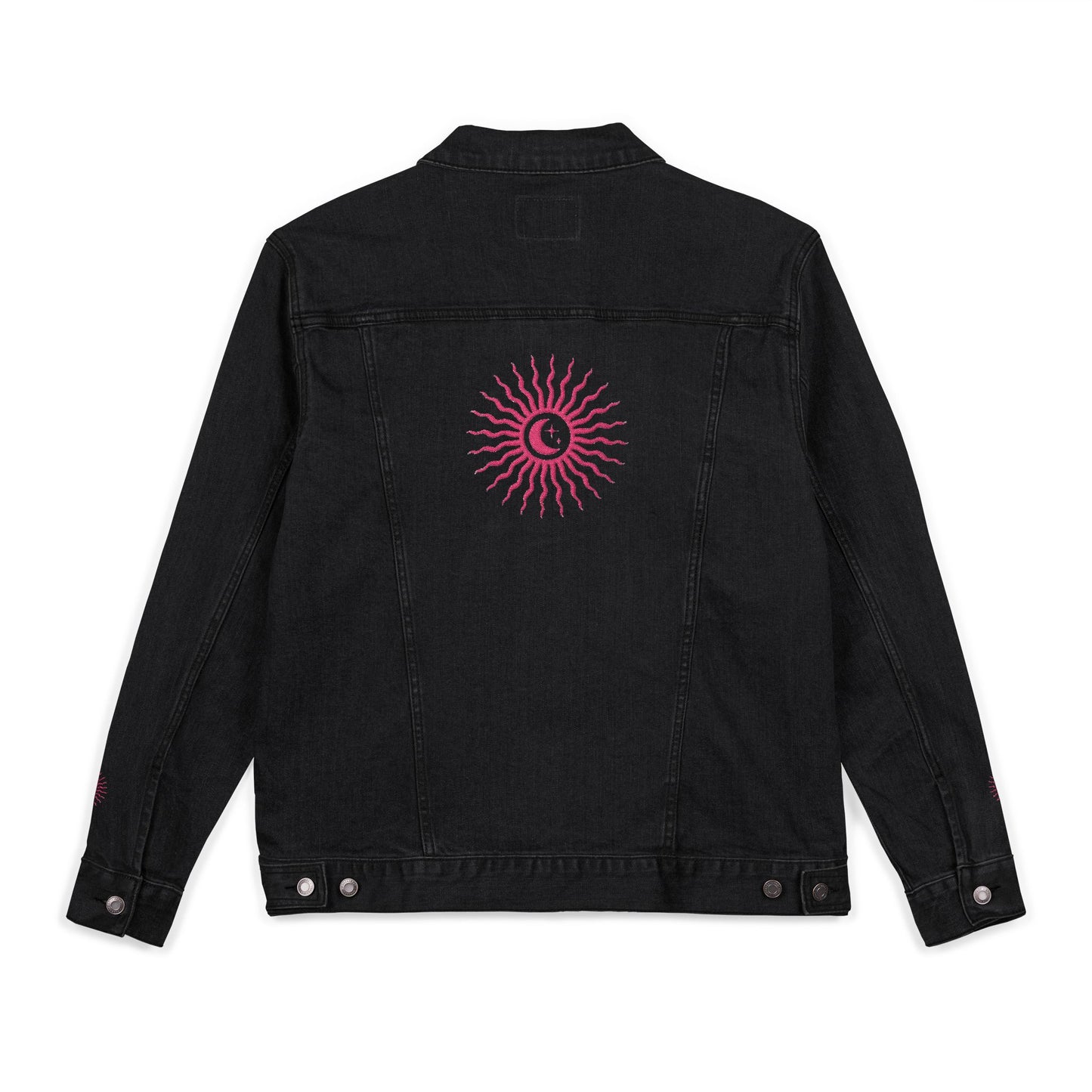 Sun and Moon Pink Unisex Denim Jacket (Embroidery)