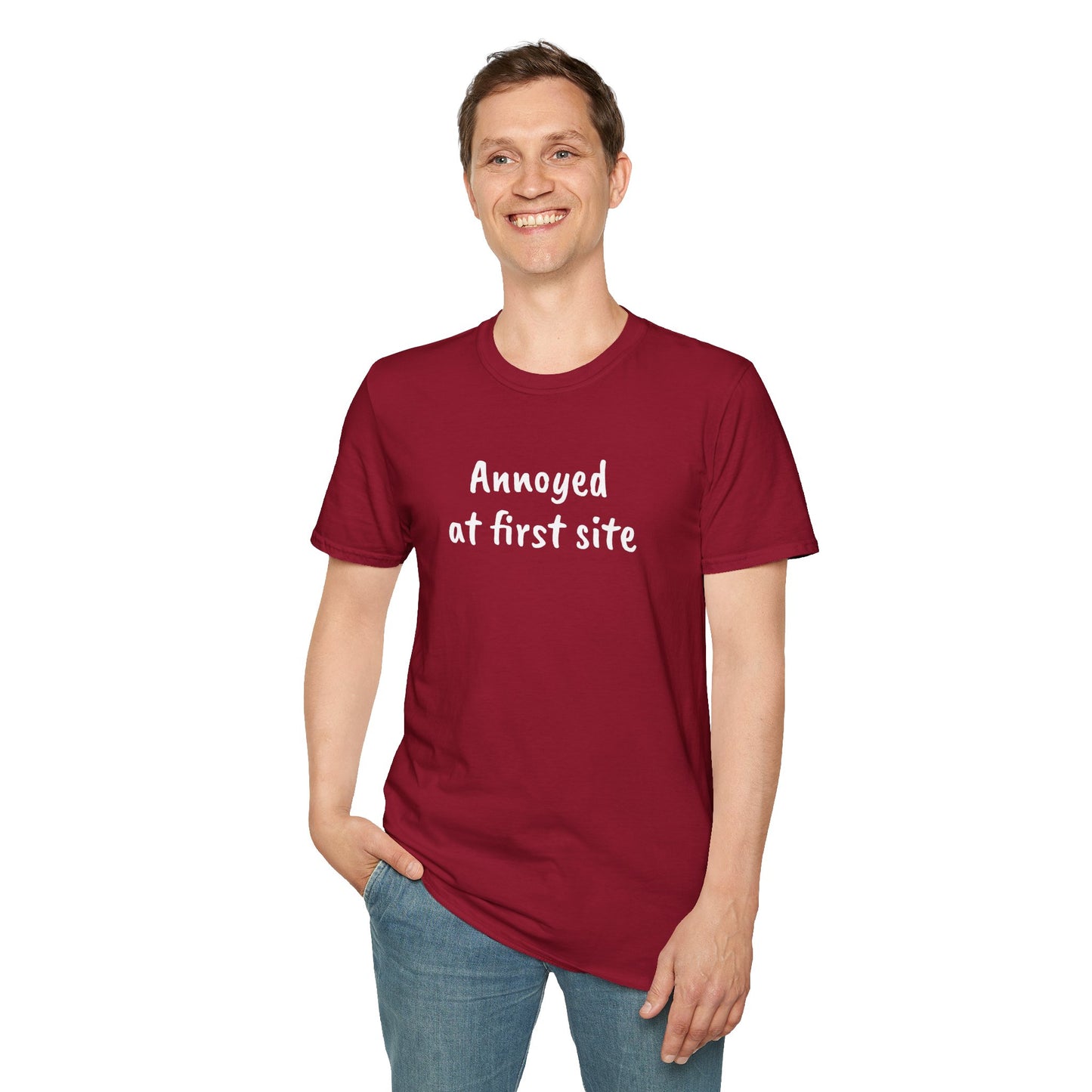 Annoyed at first site - Unisex Softstyle T-Shirt 100% Cotton Graphic