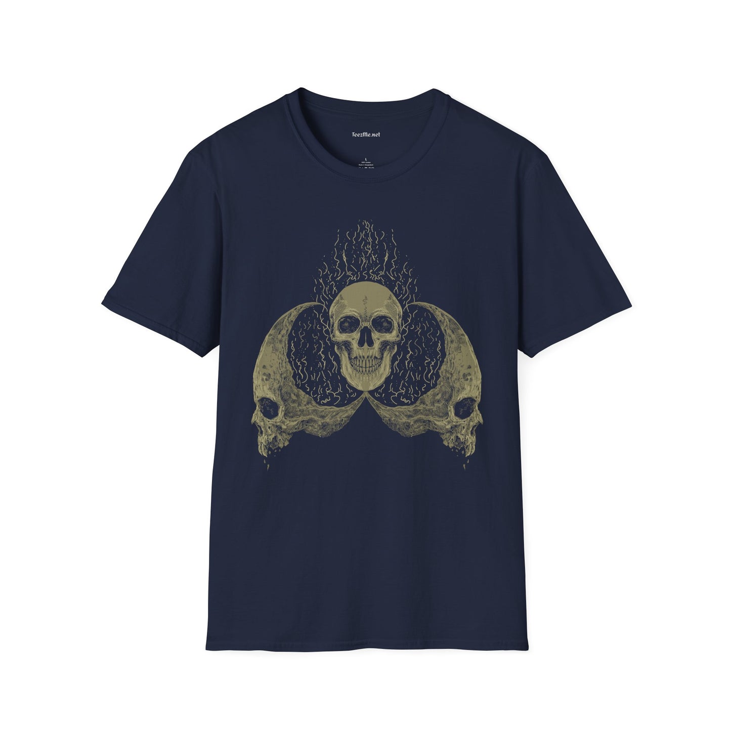 Skull Head Moon Fire Unisex Softstyle T-Shirt 100% Cotton