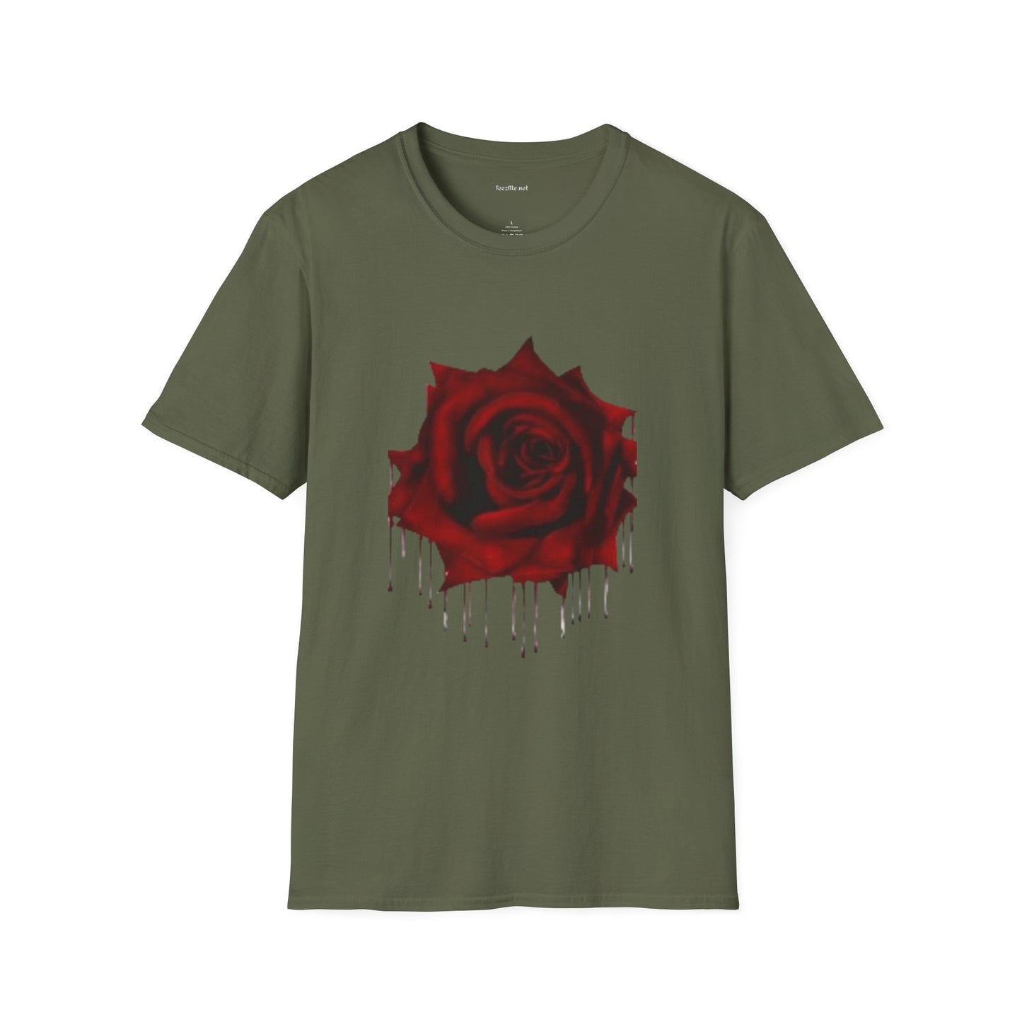 Bleeding Rose Illustration - Unisex Softstyle T-Shirt 100% Cotton Graphic