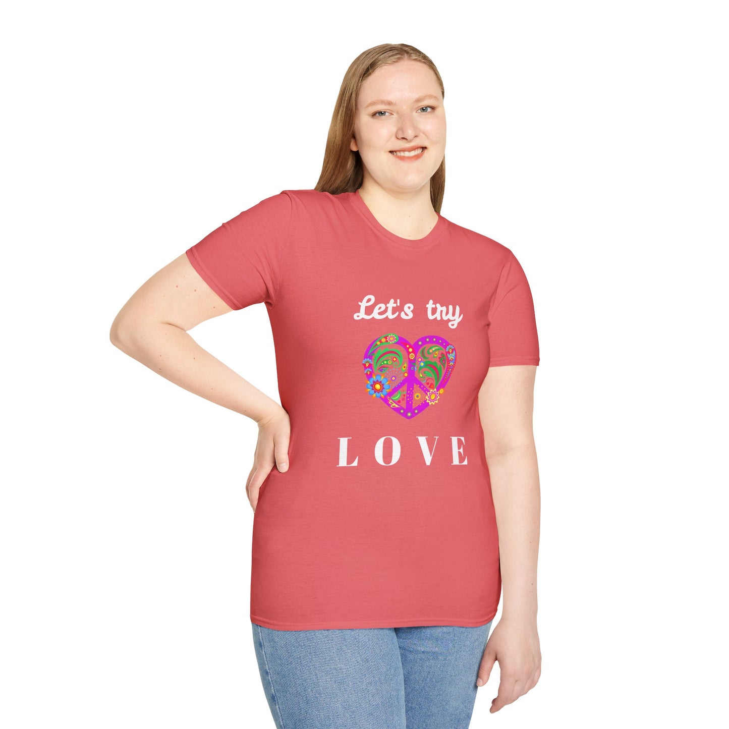 Let's Try Love - Unisex Softstyle T-Shirt 100% Cotton Graphic
