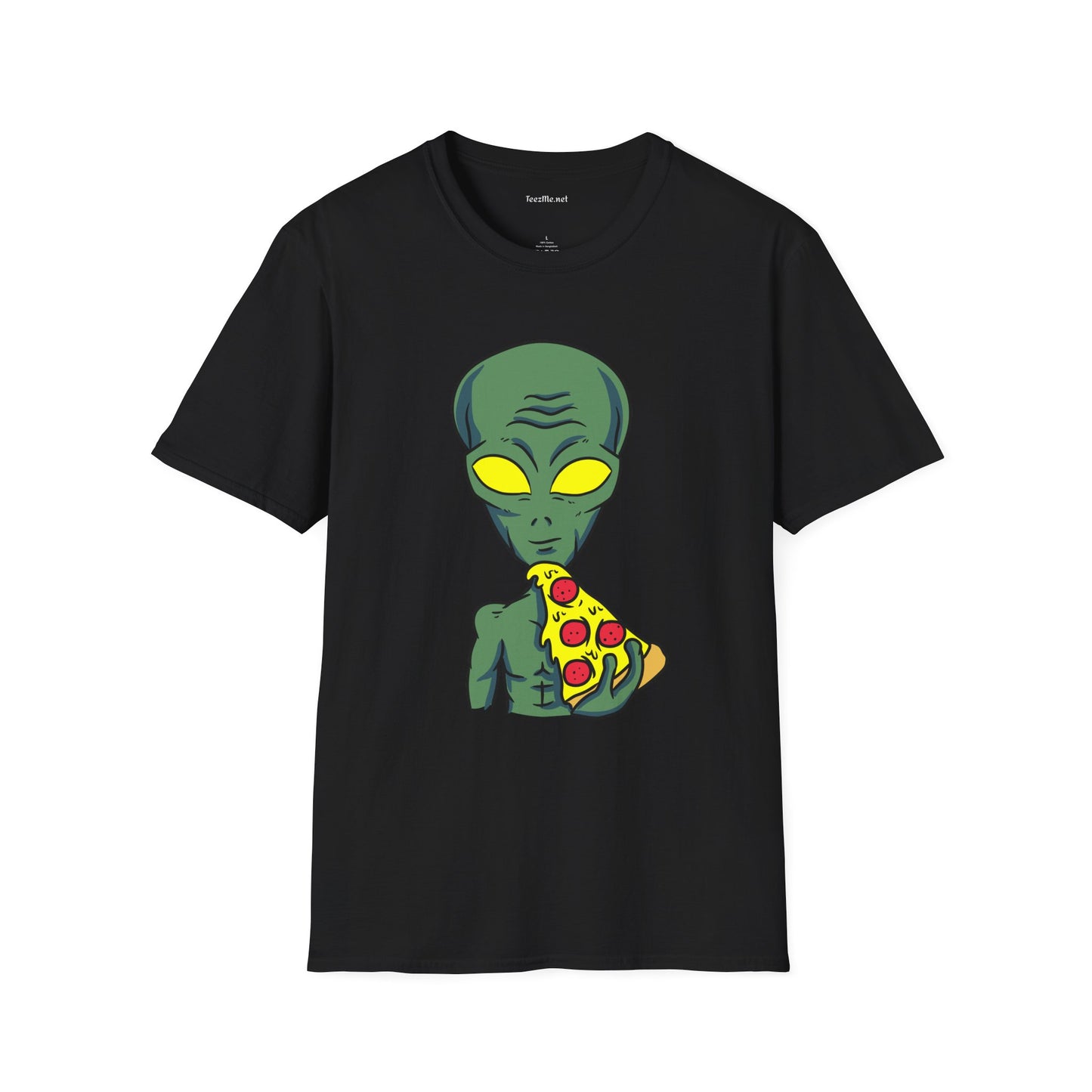 Alien Eating Pizza  Unisex Softstyle T-Shirt 100% Cotton Graphic
