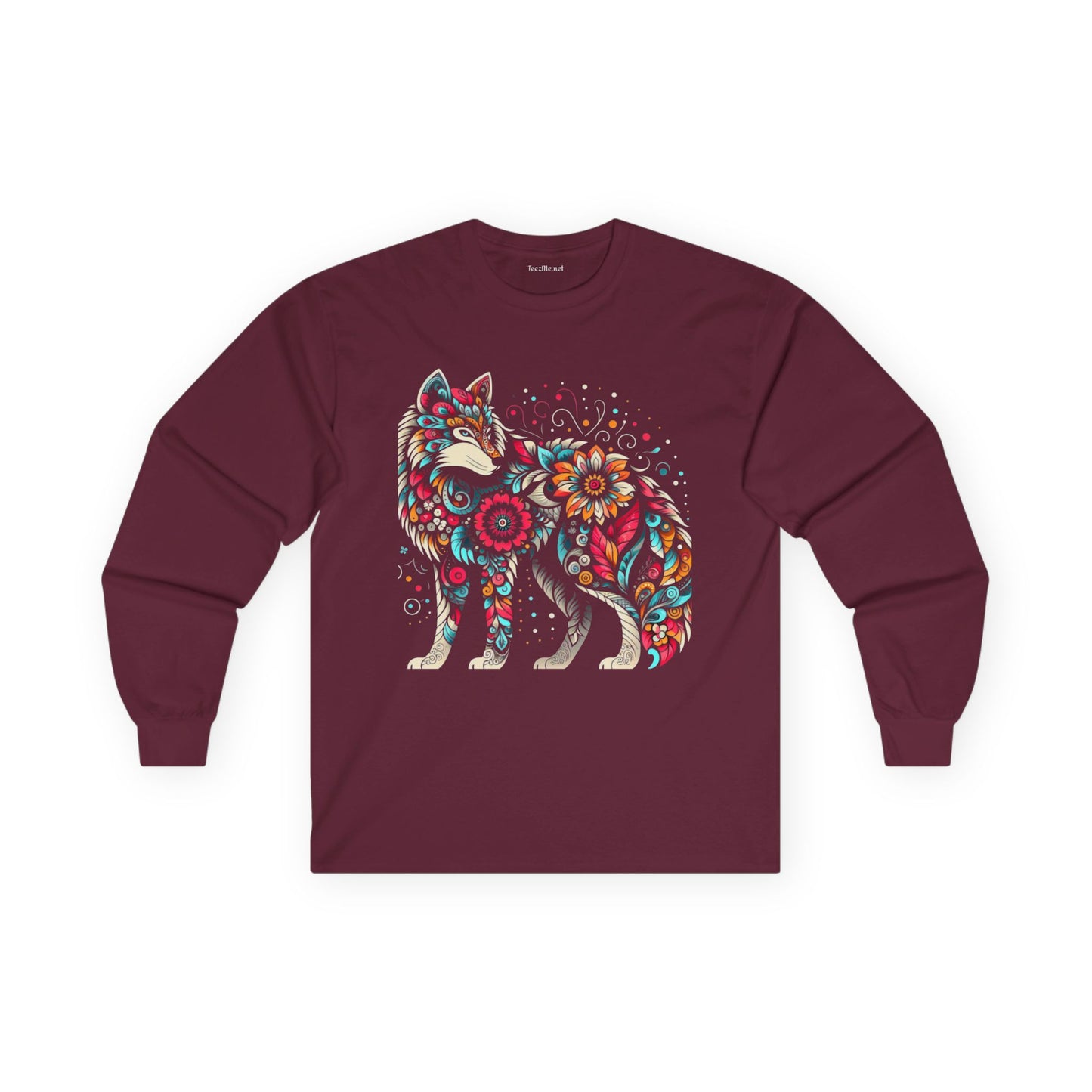Wolf Floral1 Unisex Ultra Cotton Long Sleeve Tee