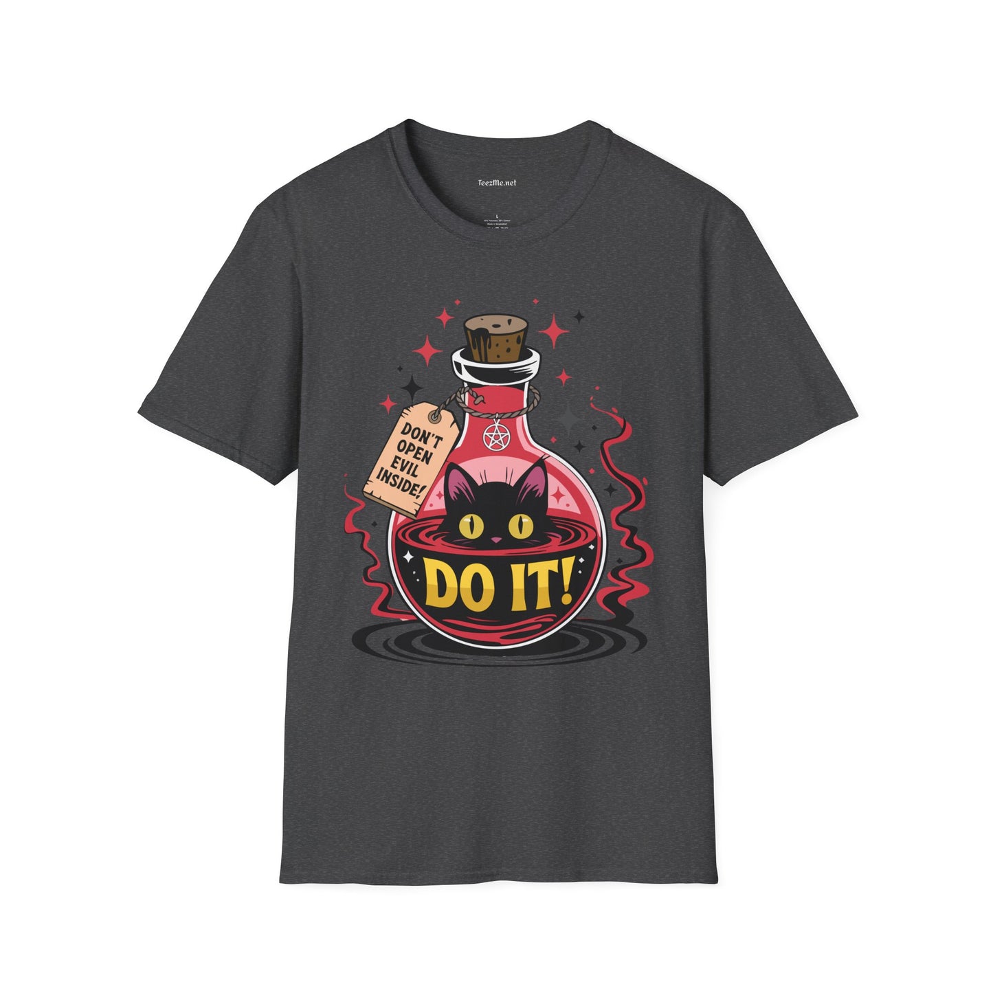 Evil Cat Inside Unisex Softstyle T-Shirt 100% Cotton Graphic