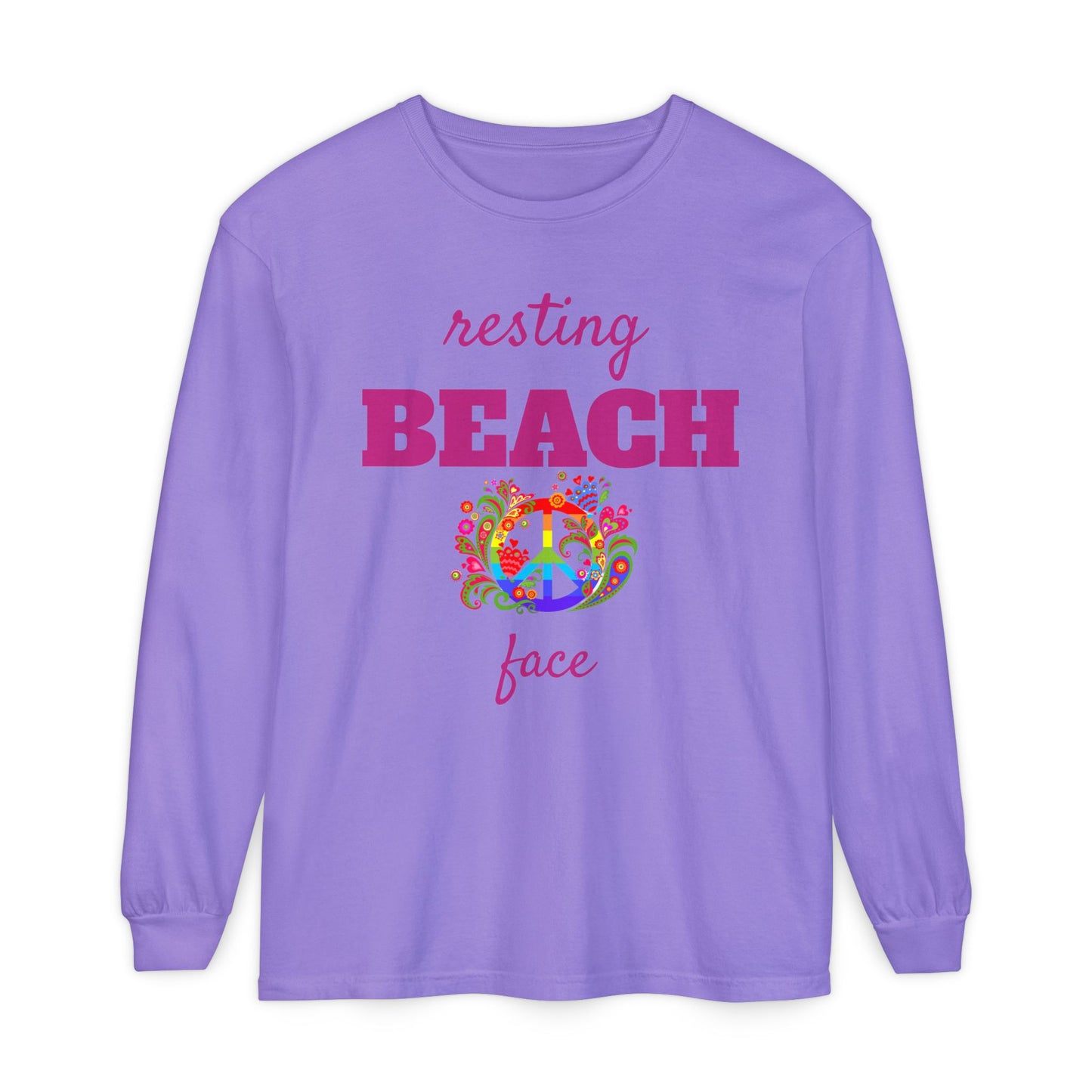 Resting Beach Face - Unisex Garment-dyed Long Sleeve T-Shirt