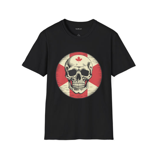 Retro Skull Canadian Flag Unisex Softstyle T-Shirt 100% Cotton