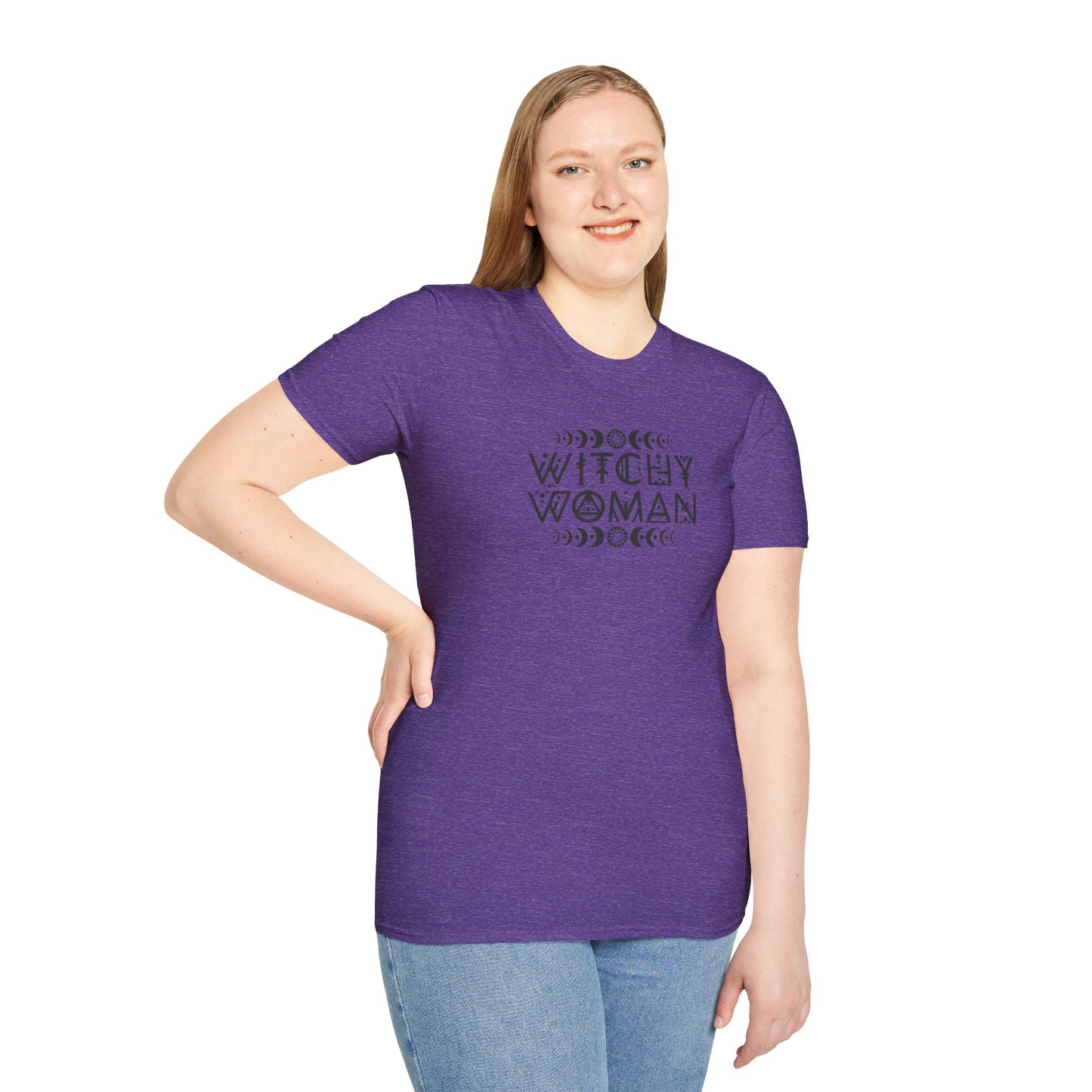 Witchy Woman with Moons - Unisex Softstyle T-Shirt 100% Cotton Graphic