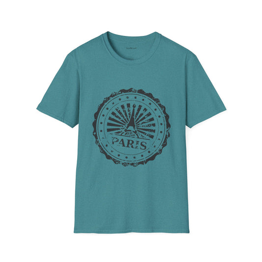 Paris Stamp Unisex Softstyle T-Shirt 100% Cotton