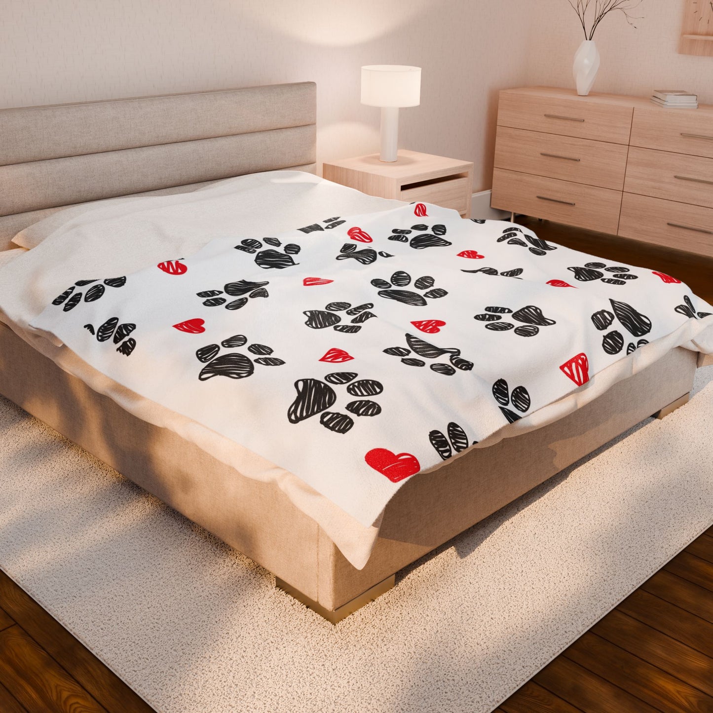 Love Paws Velveteen Plush Blanket birthday valentine gift