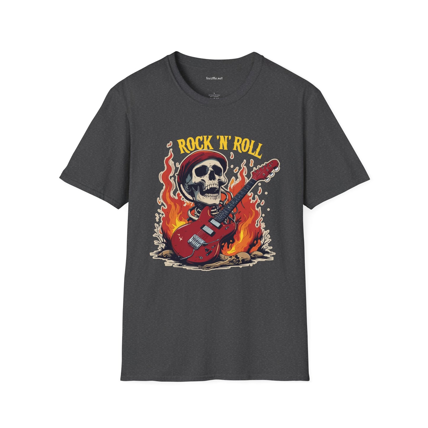 Rock N Roll Skeleton - Unisex Softstyle T-Shirt 100% Cotton Graphic