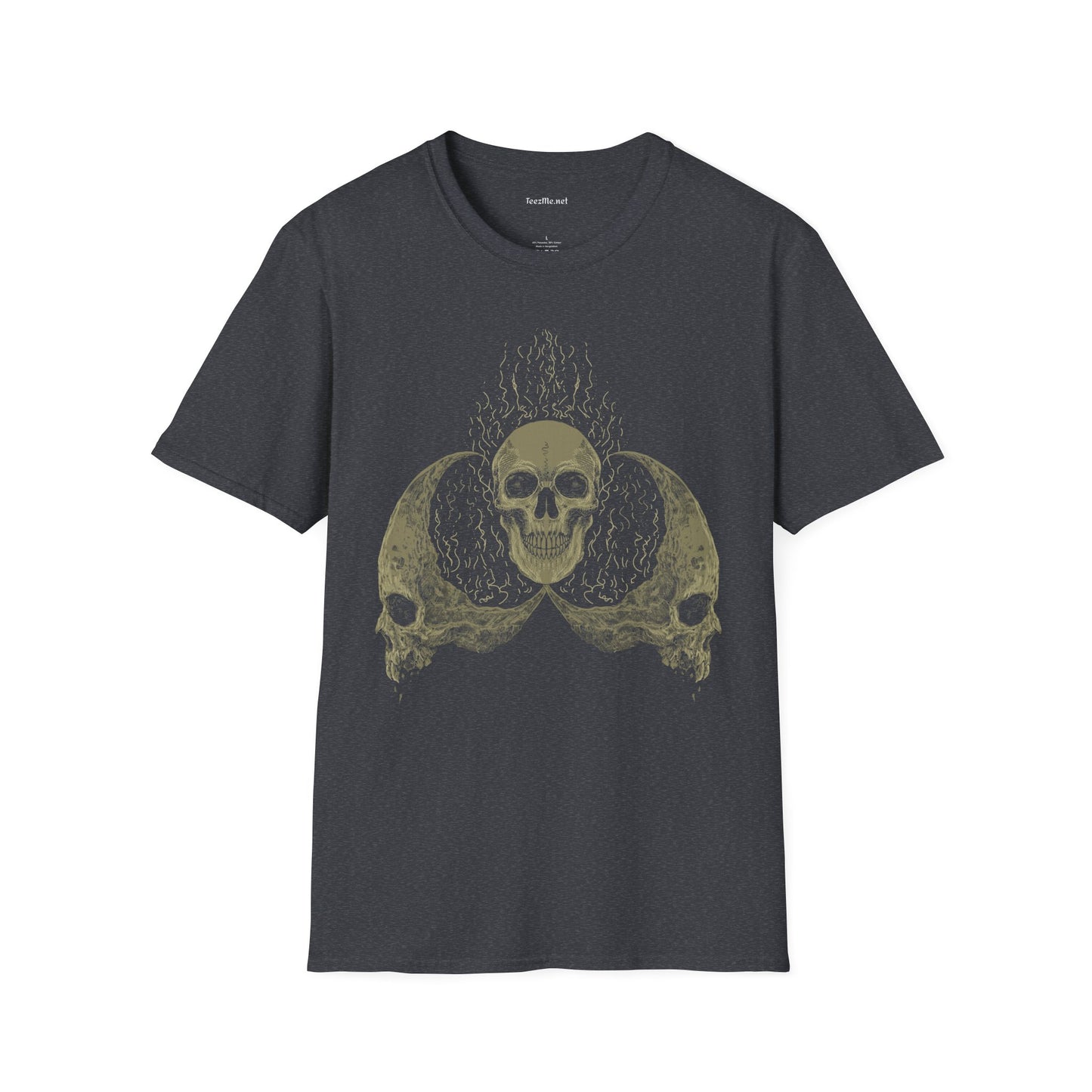 Skull Head Moon Fire Unisex Softstyle T-Shirt 100% Cotton