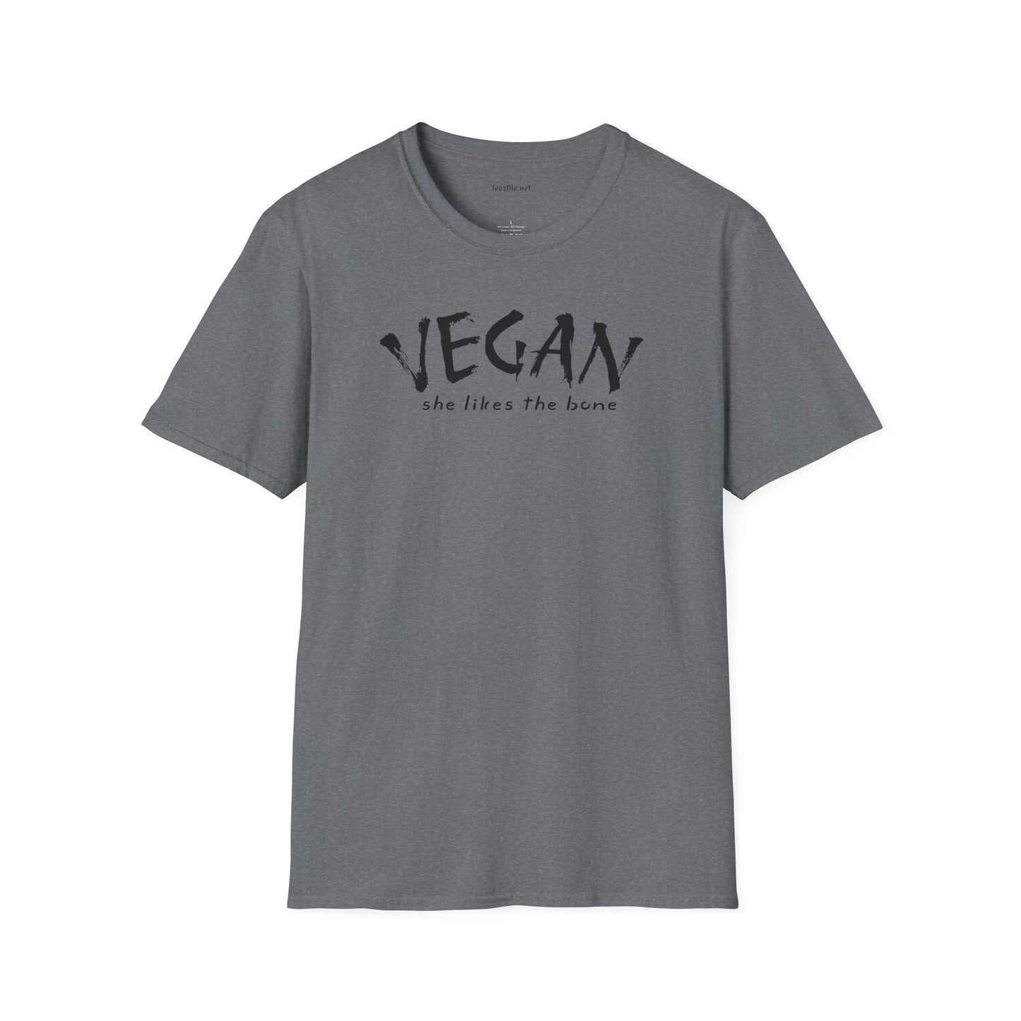 VEGAN she likes the bone Unisex Softstyle T-Shirt 100% Cotton Graphic