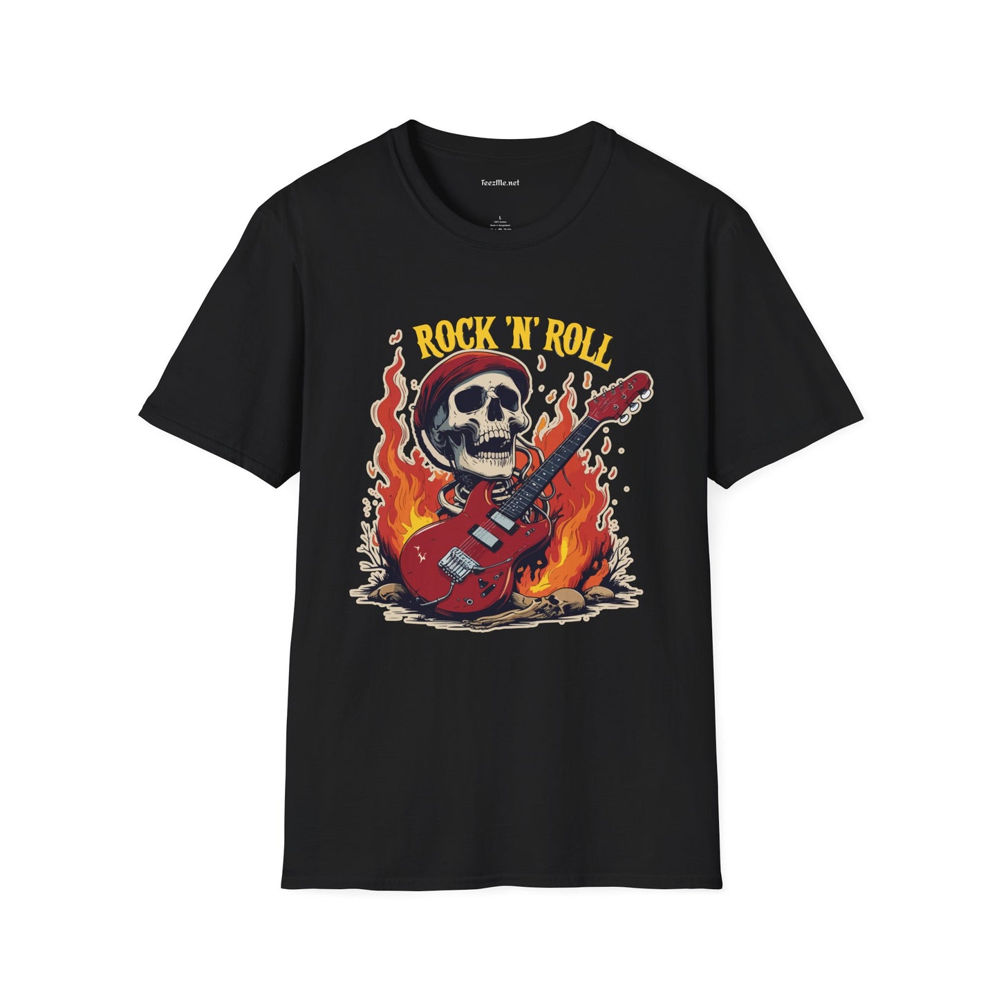 Rock N Roll Skeleton - Unisex Softstyle T-Shirt 100% Cotton Graphic