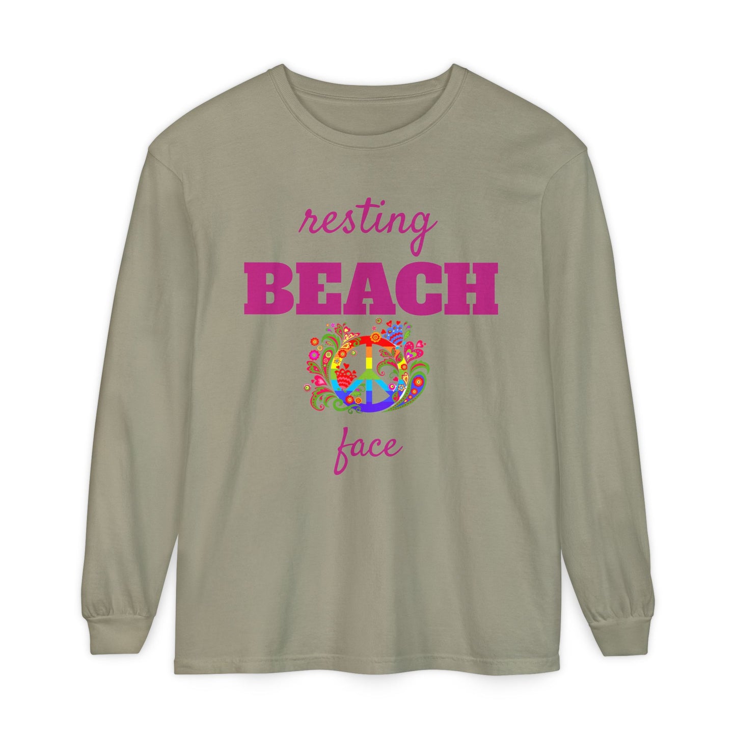 Resting Beach Face - Unisex Garment-dyed Long Sleeve T-Shirt