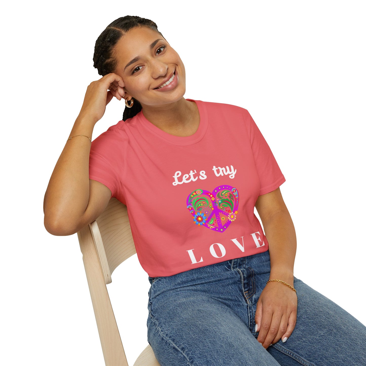 Let's Try Love - Unisex Softstyle T-Shirt 100% Cotton Graphic