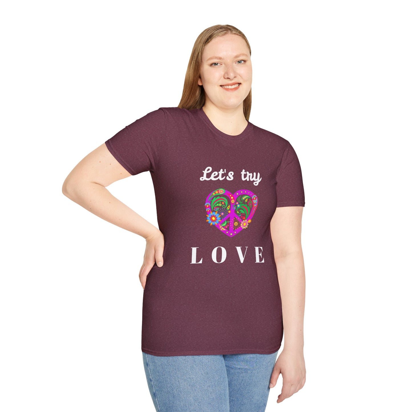 Let's Try Love - Unisex Softstyle T-Shirt 100% Cotton Graphic