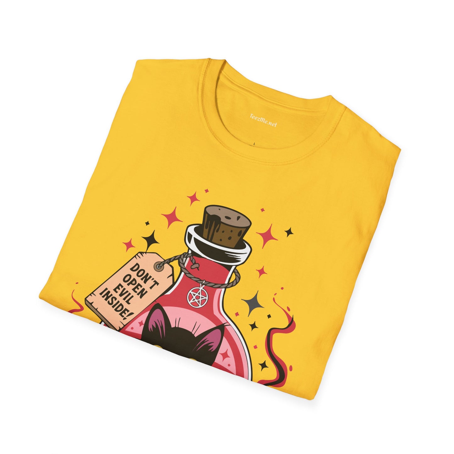 Evil Cat Inside Unisex Softstyle T-Shirt 100% Cotton Graphic