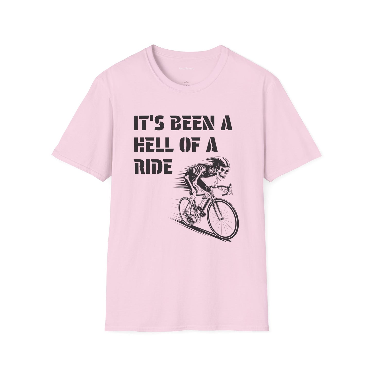It's been a Hell of a Ride (skeleton on bicycle) Unisex Softstyle T-Shirt 100% Cotton Graphic