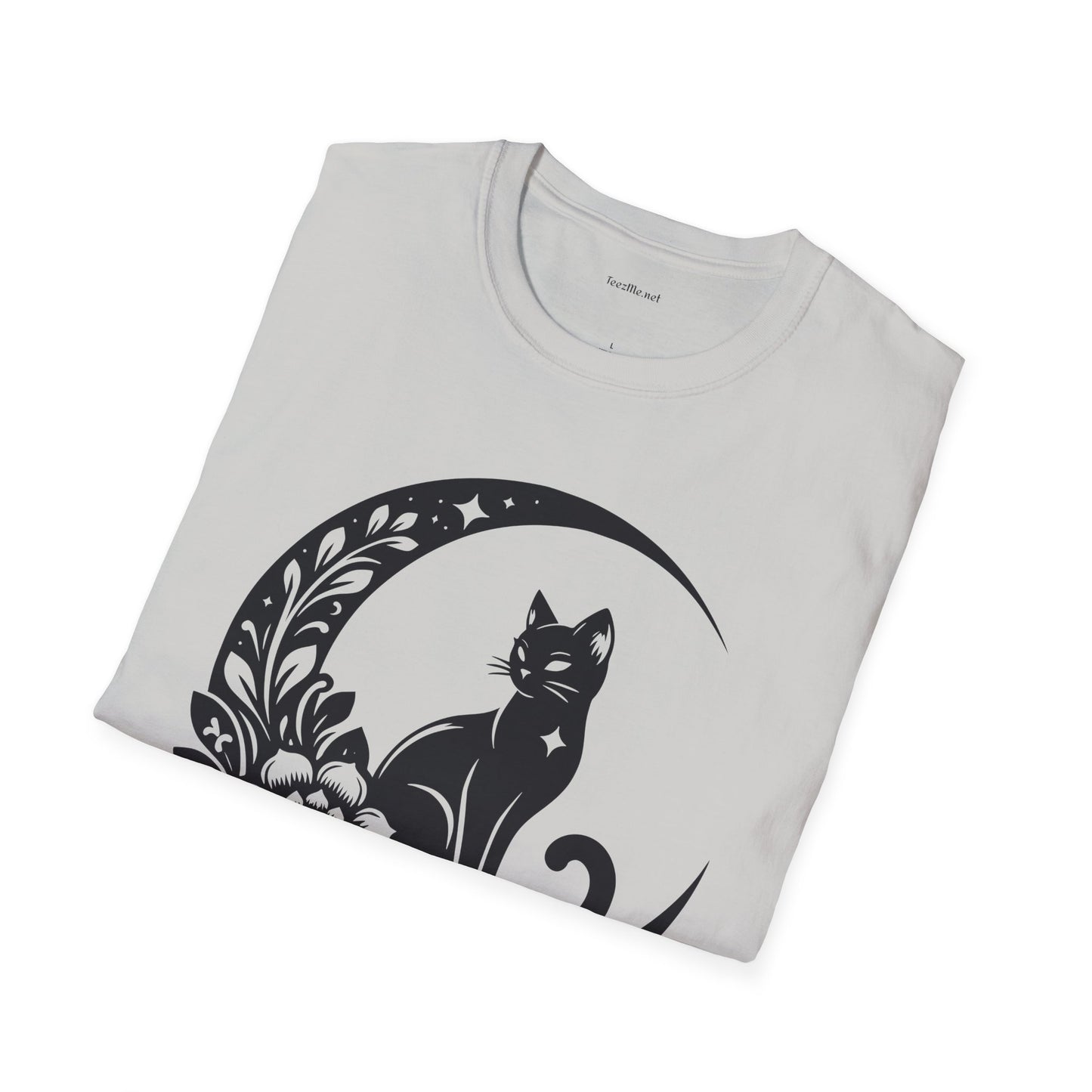 Crescent Moon Star Cat - Unisex Softstyle T-Shirt 100% Cotton Graphic
