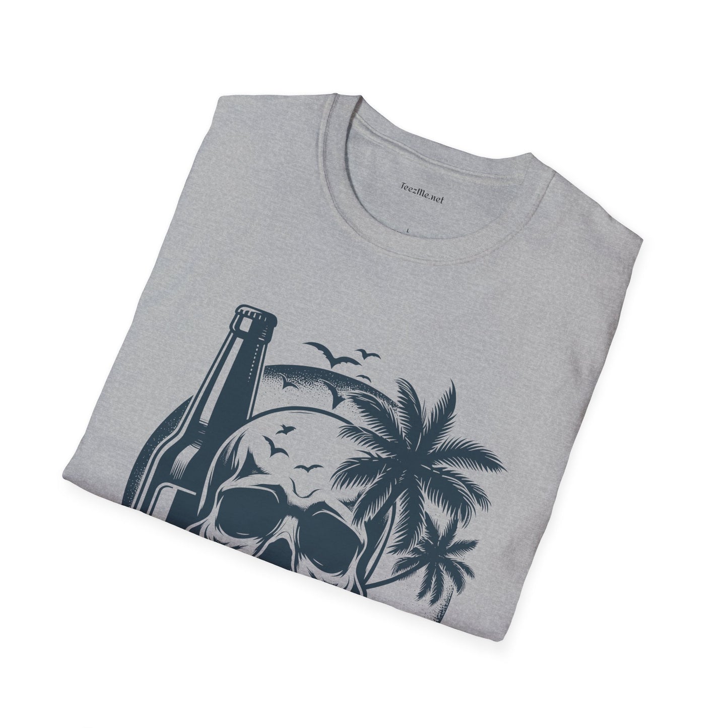 Skull with Beer 02 Unisex Softstyle T-Shirt 100% Cotton
