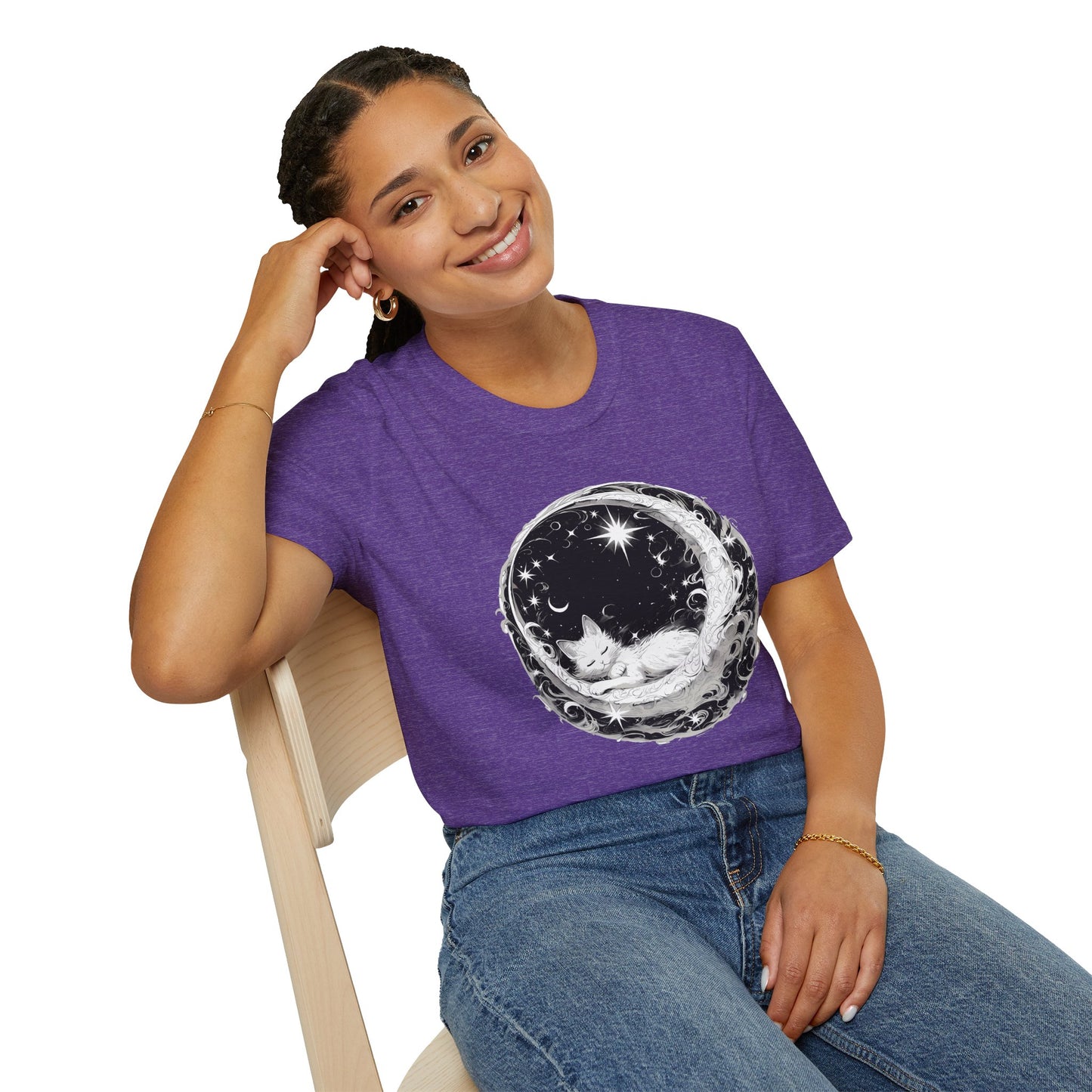Moon Cat - Unisex Softstyle T-Shirt 100% Cotton Graphic