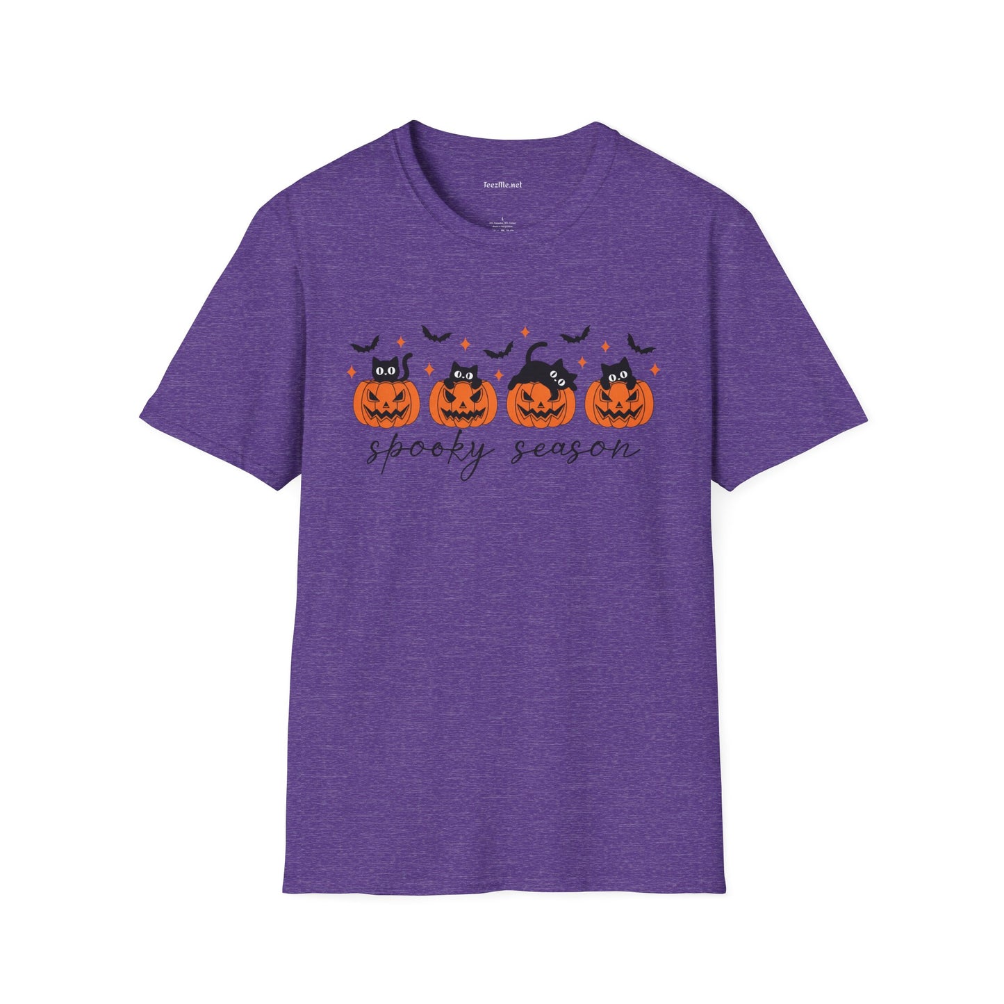Spooky Season with Cats Unisex Softstyle T-Shirt 100% Cotton