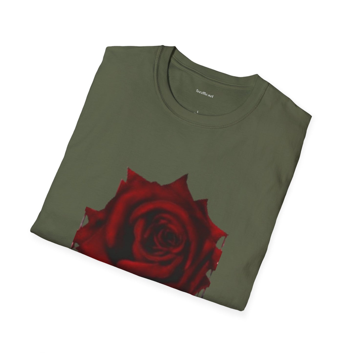 Bleeding Rose Illustration - Unisex Softstyle T-Shirt 100% Cotton Graphic