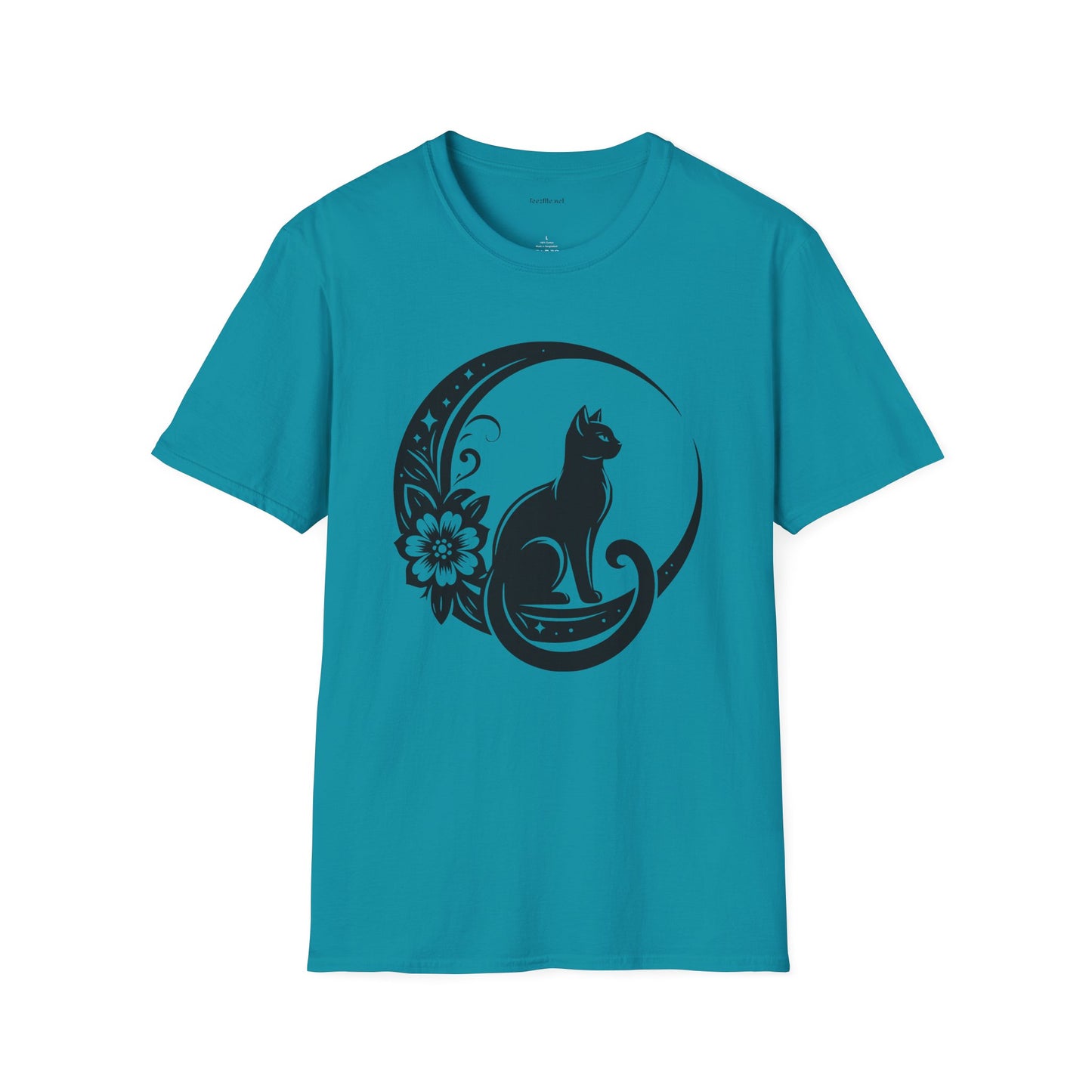 Crescent Moon Cat - Unisex Softstyle T-Shirt 100% Cotton Graphic