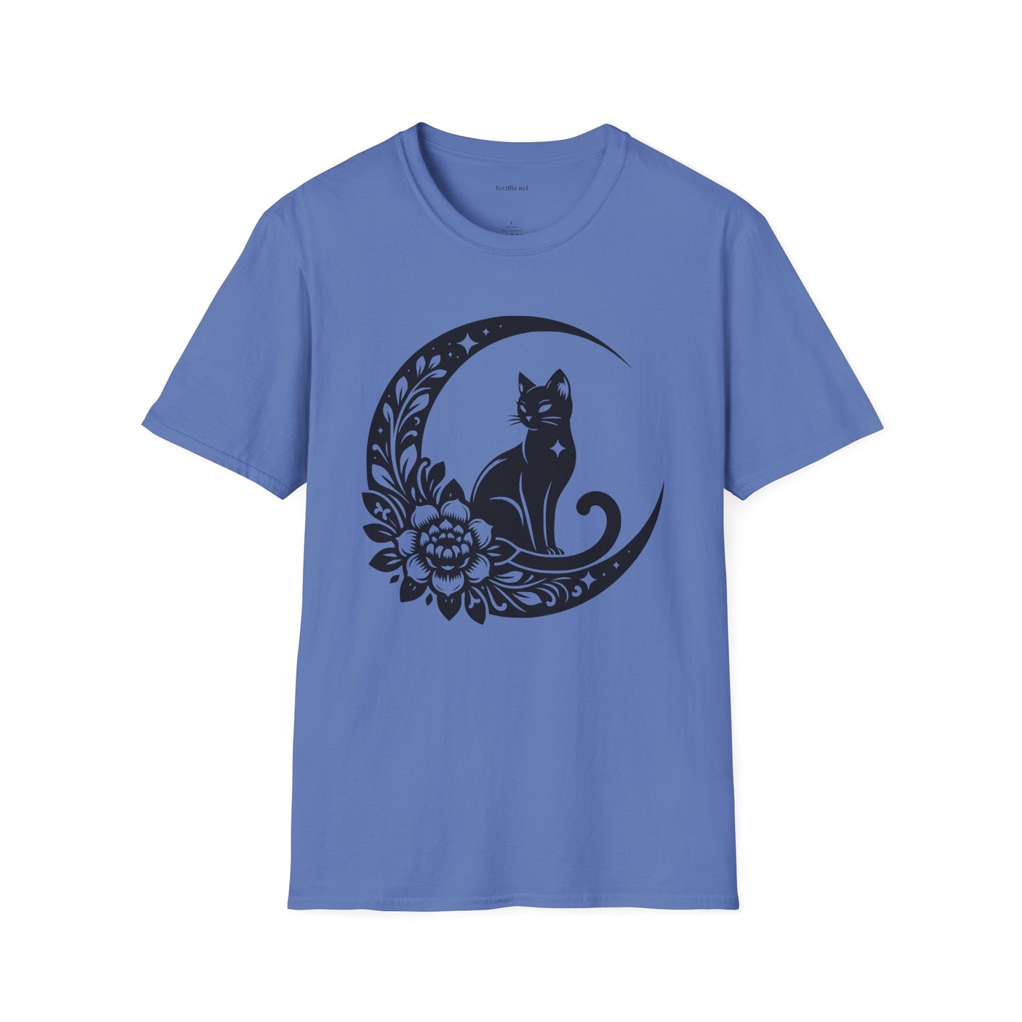 Crescent Moon Star Cat - Unisex Softstyle T-Shirt 100% Cotton Graphic