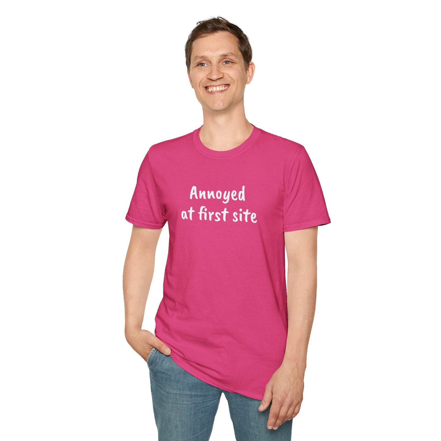 Annoyed at first site - Unisex Softstyle T-Shirt 100% Cotton Graphic