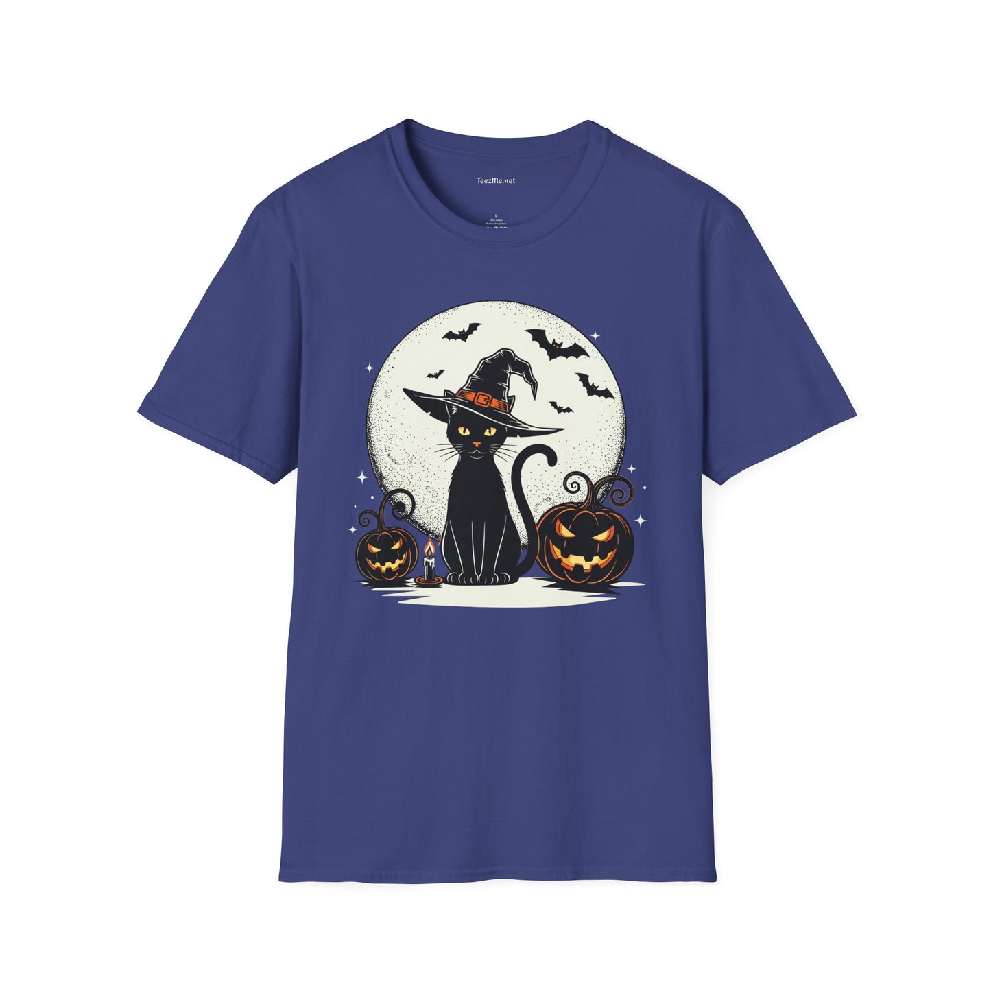Cat with pumpkin Unisex Softstyle T-Shirt 100% Cotton Graphic