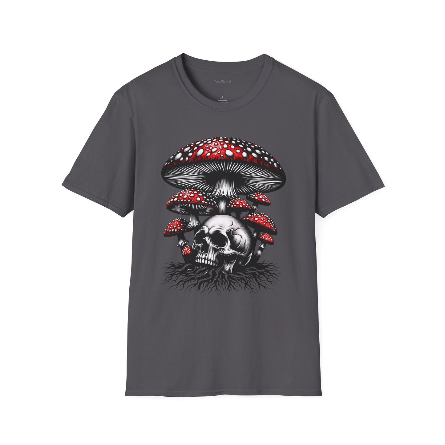 Skull with Mushroom Unisex Softstyle T-Shirt 100% Cotton Graphic