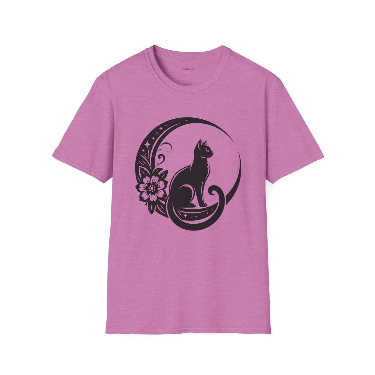 Crescent Moon Cat - Unisex Softstyle T-Shirt 100% Cotton Graphic