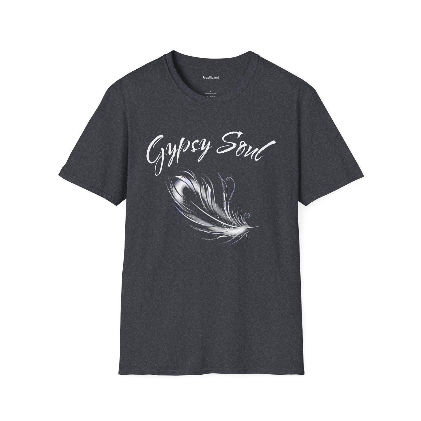 Gypsy Soul with Feather Unisex Softstyle T-Shirt 100% Cotton