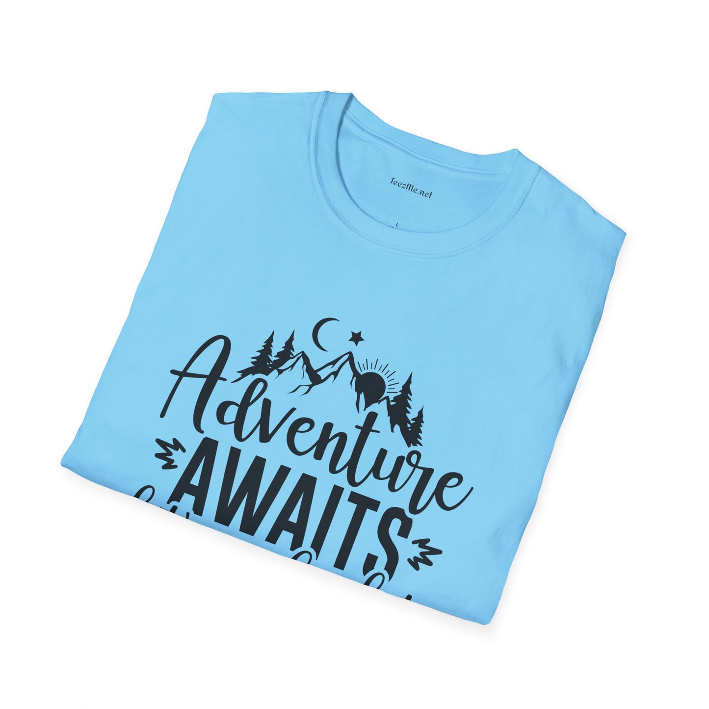 Adventure Awaits Unisex Softstyle T-Shirt 100% Cotton Graphic